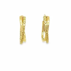 0.96CT Yellow Diamond Twisted Hoop Earrings