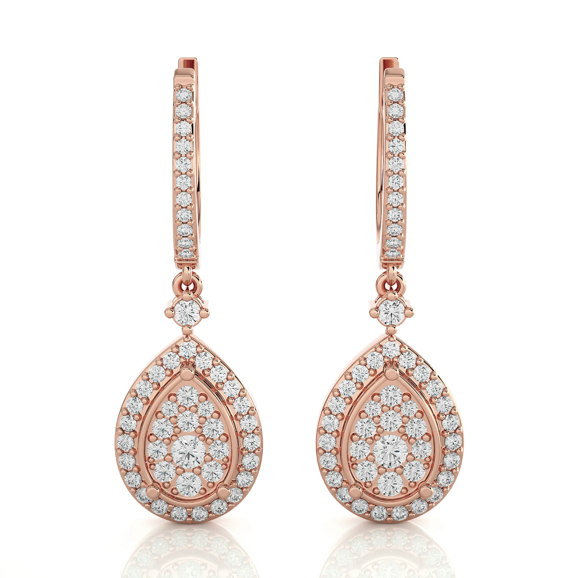 1 5/8 ctw Round Lab Grown Diamond Drop Earrings