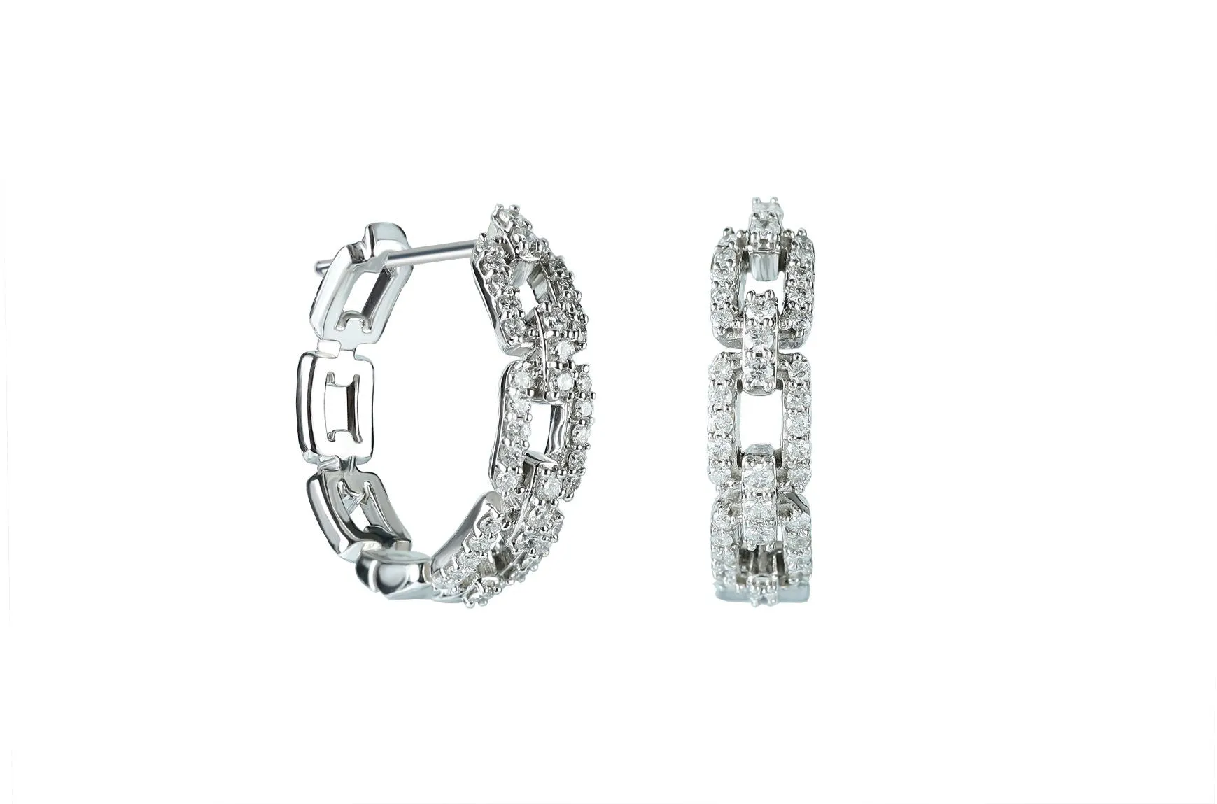 1/2 ctw Diamond Link Hoop Earrings