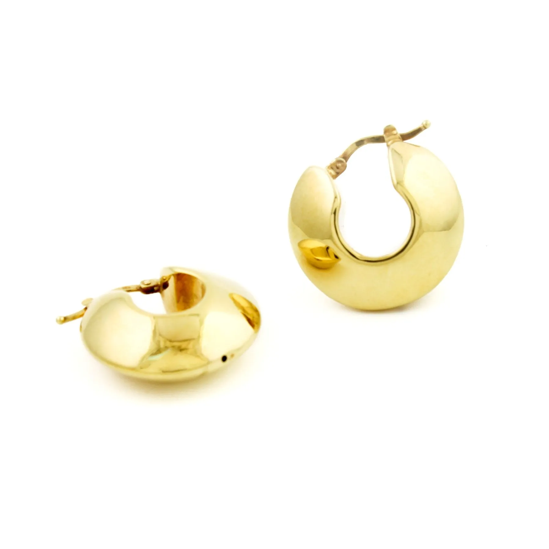14K Gold Puff Hoop Earrings
