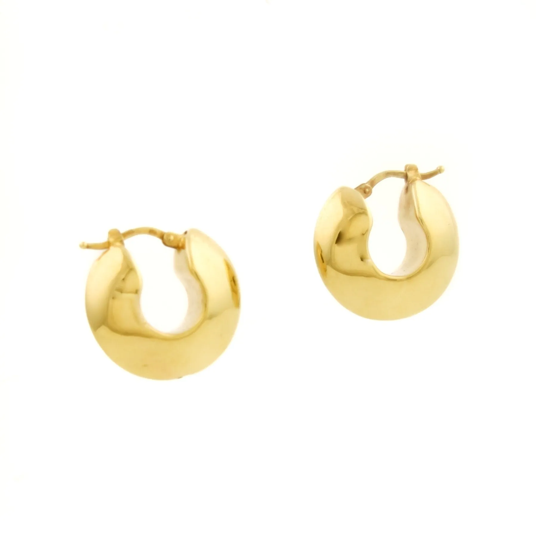 14K Gold Puff Hoop Earrings