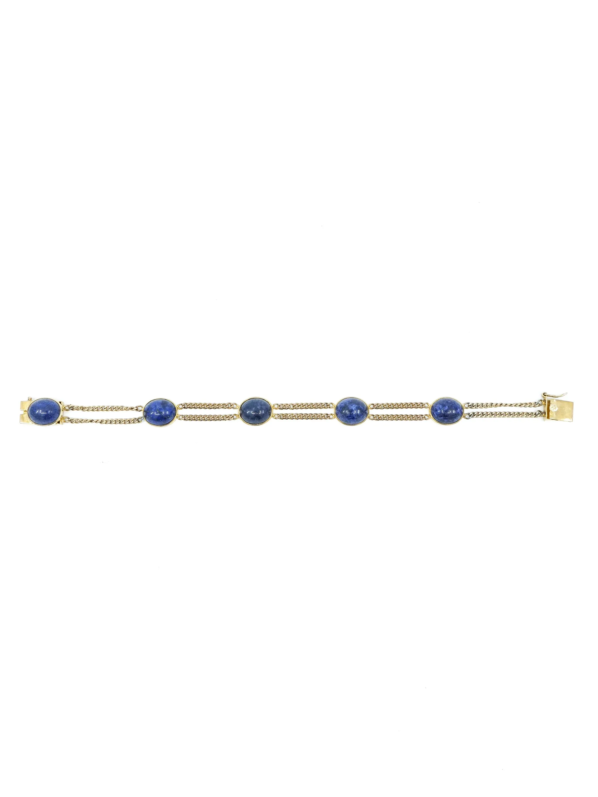 14k Lapis Cabochon Chain Bracelet