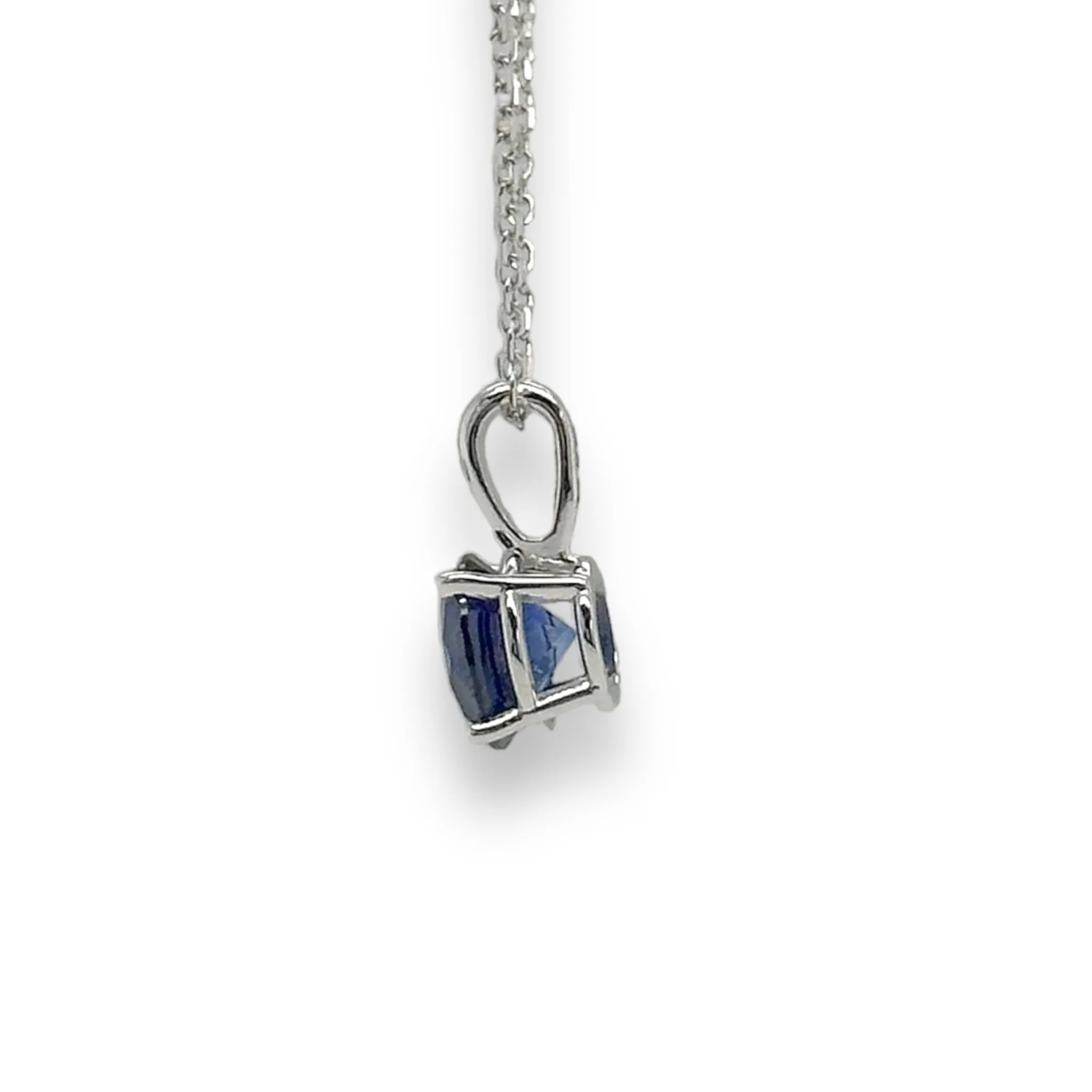 14K W Gold 0.89ct 6mm Lab-Created Sapphire Pendant