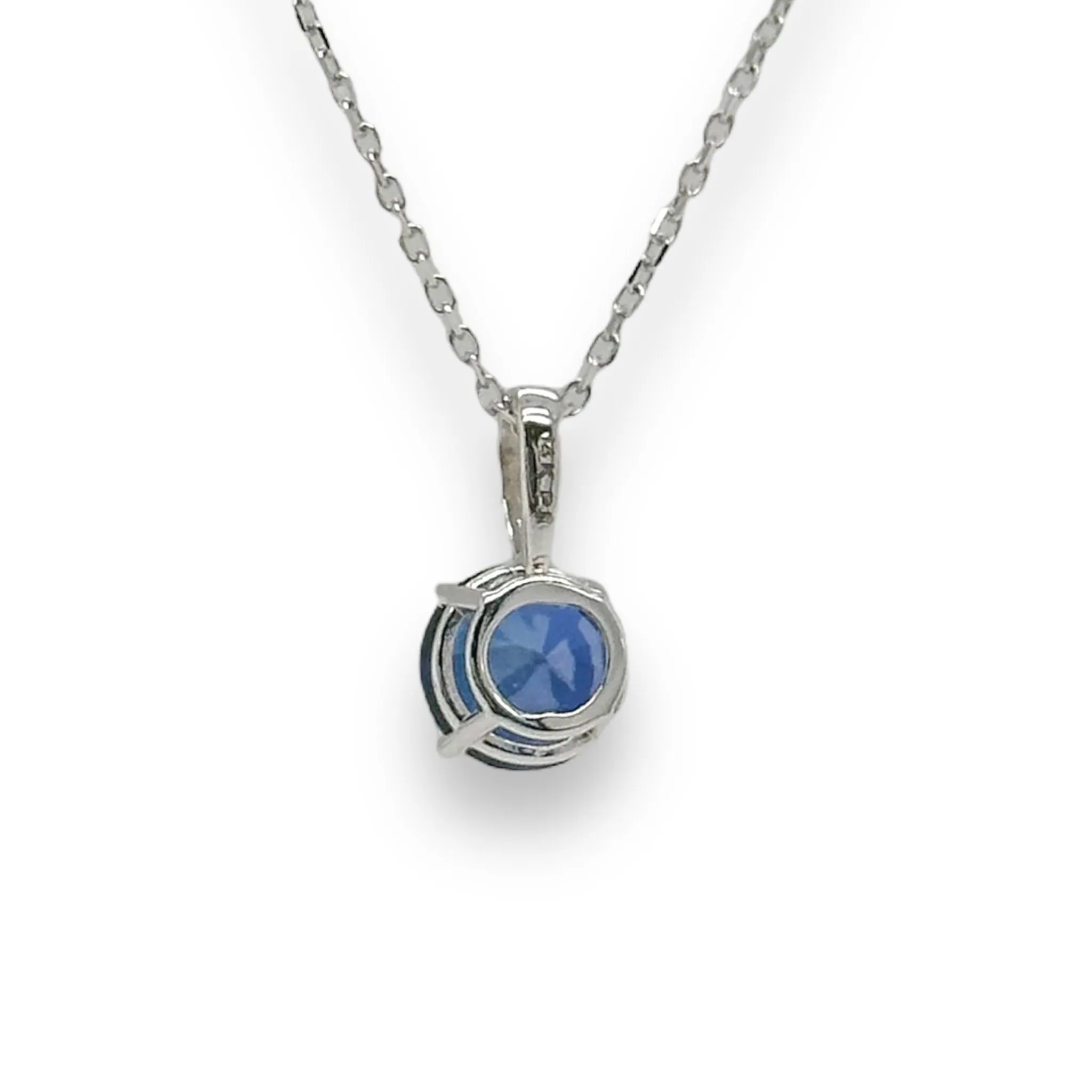 14K W Gold 0.89ct 6mm Lab-Created Sapphire Pendant