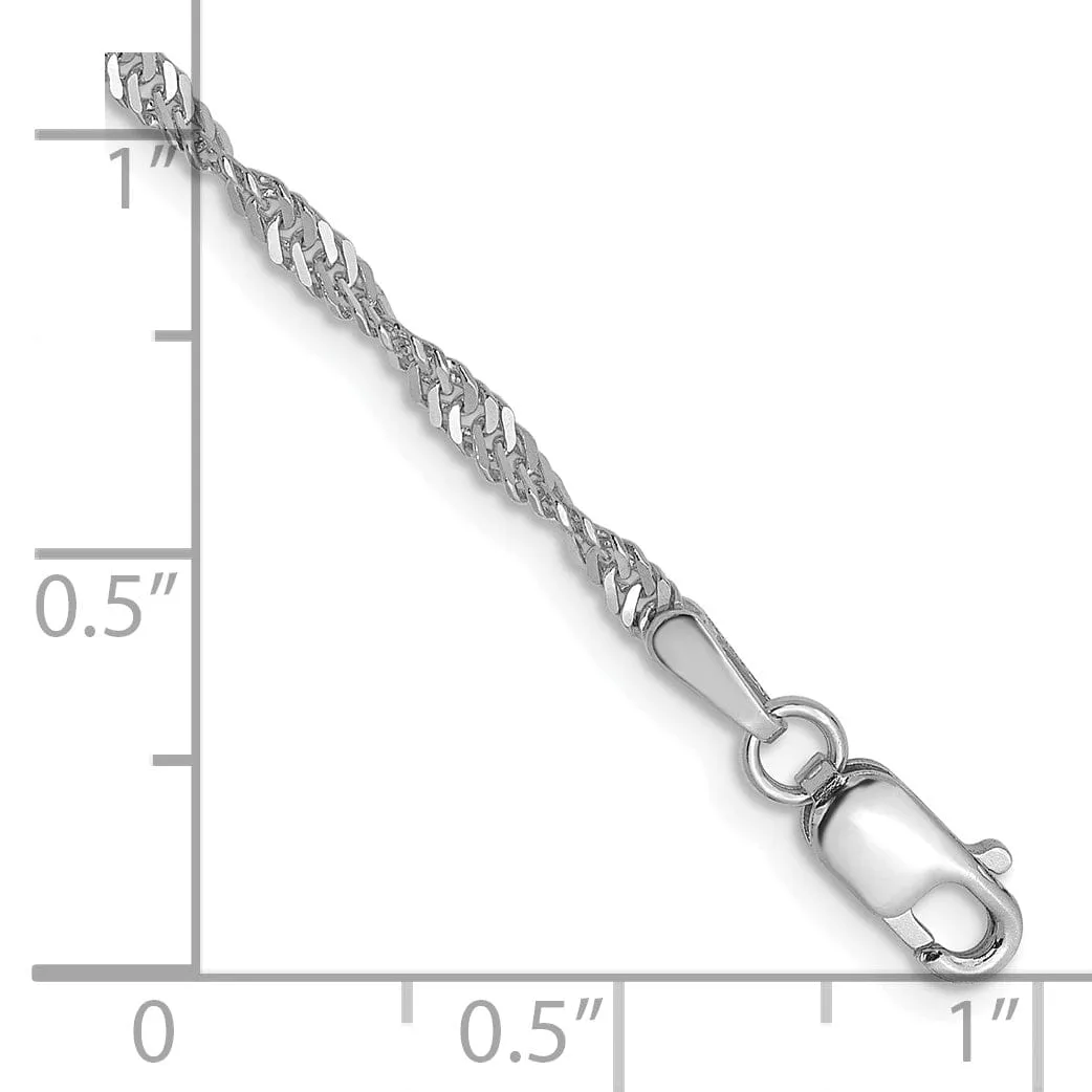 14K White Gold Singapore 10-inch Chain Bracelet