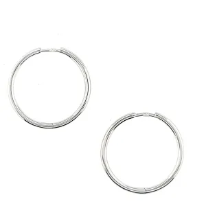 14k White Gold Tubular Hinged Hoop Earrings (I8754)