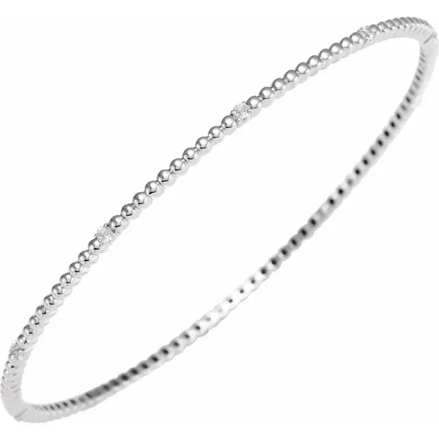 14K Yellow Diamond Beaded Bangle Bracelet