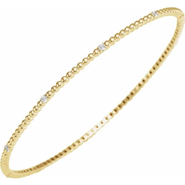 14K Yellow Diamond Beaded Bangle Bracelet