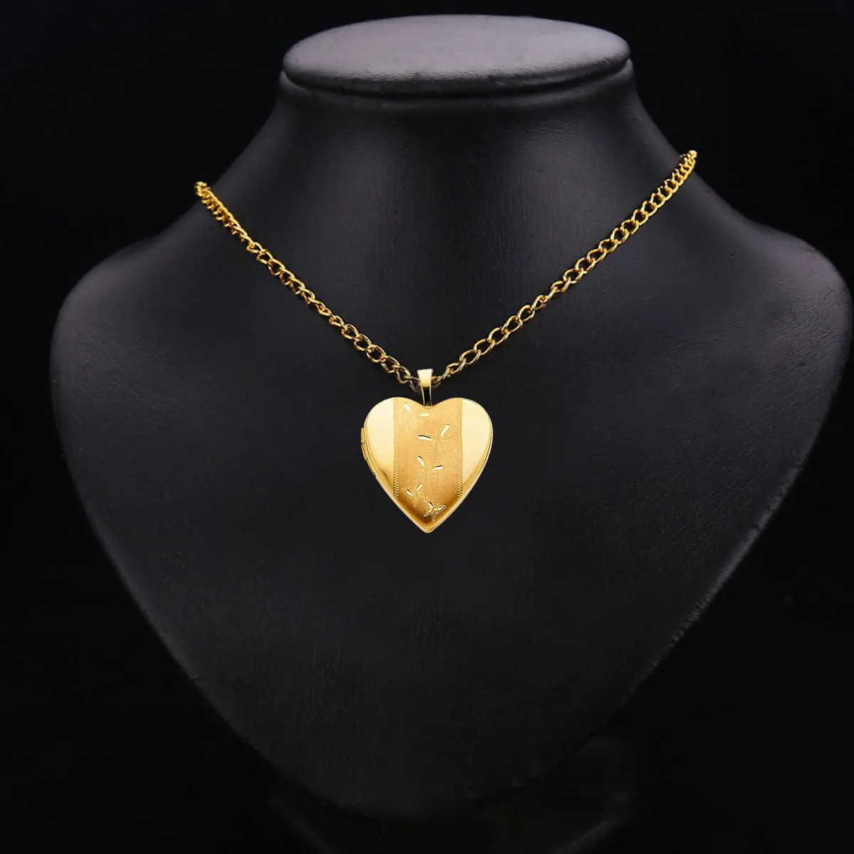 14K Yellow Gold Butterfly  Heart Locket