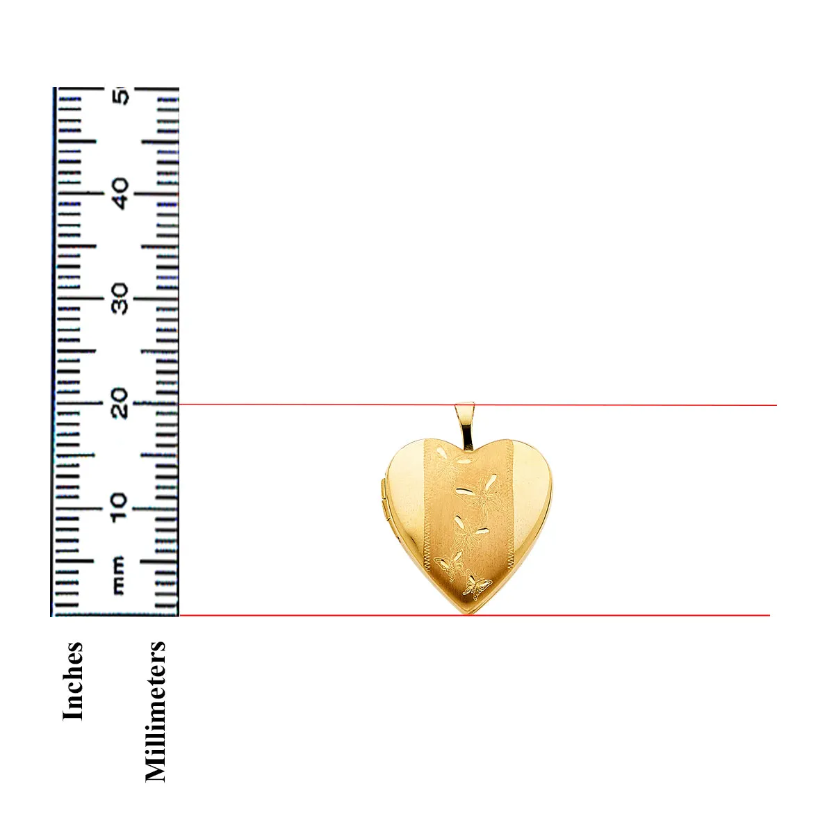 14K Yellow Gold Butterfly  Heart Locket