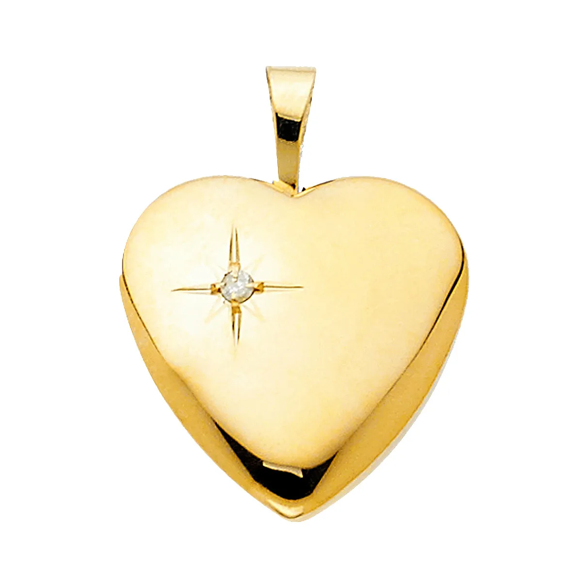 14K Yellow Gold Cubic Zirconia Heart Locket