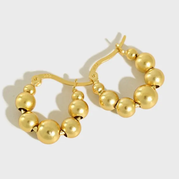 17mm Flowing Beaded Hoops Earrings