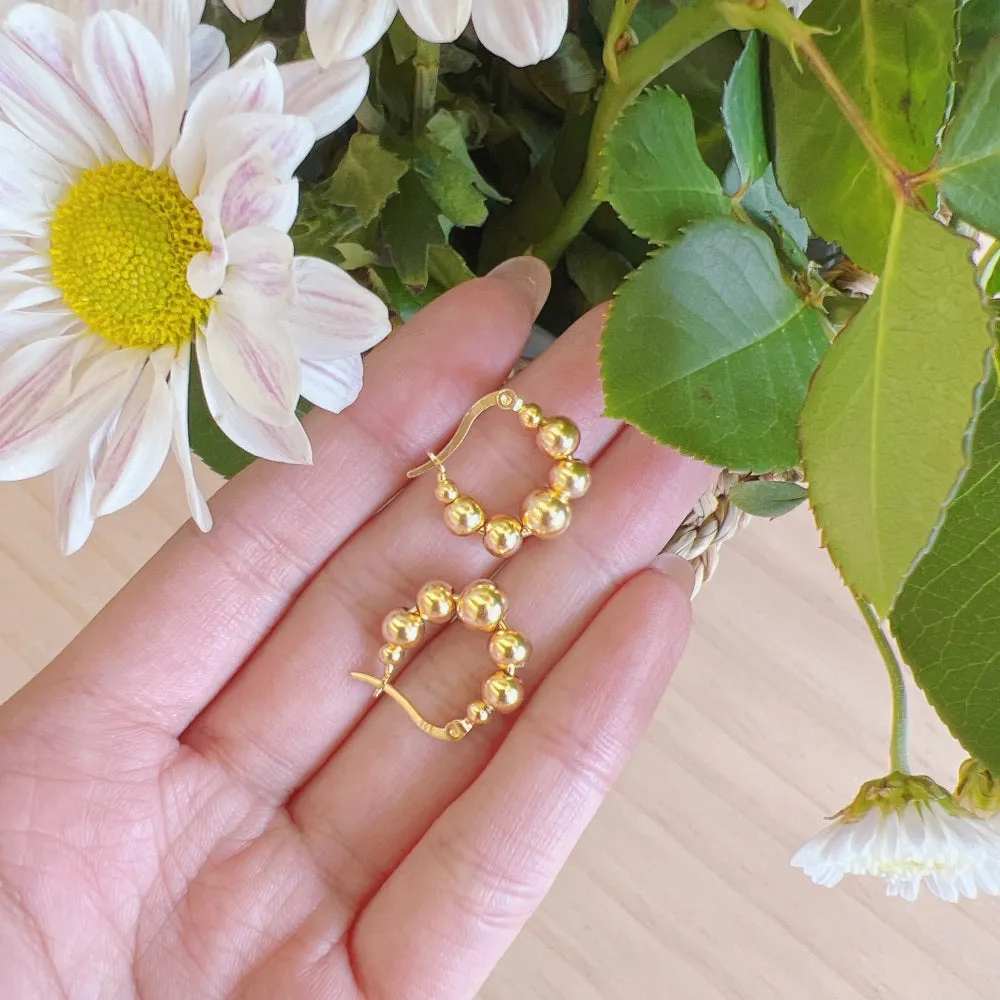17mm Flowing Beaded Hoops Earrings