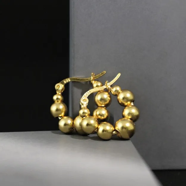 17mm Flowing Beaded Hoops Earrings