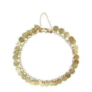 18K Gold Small Full Hammered Disc Bracelet