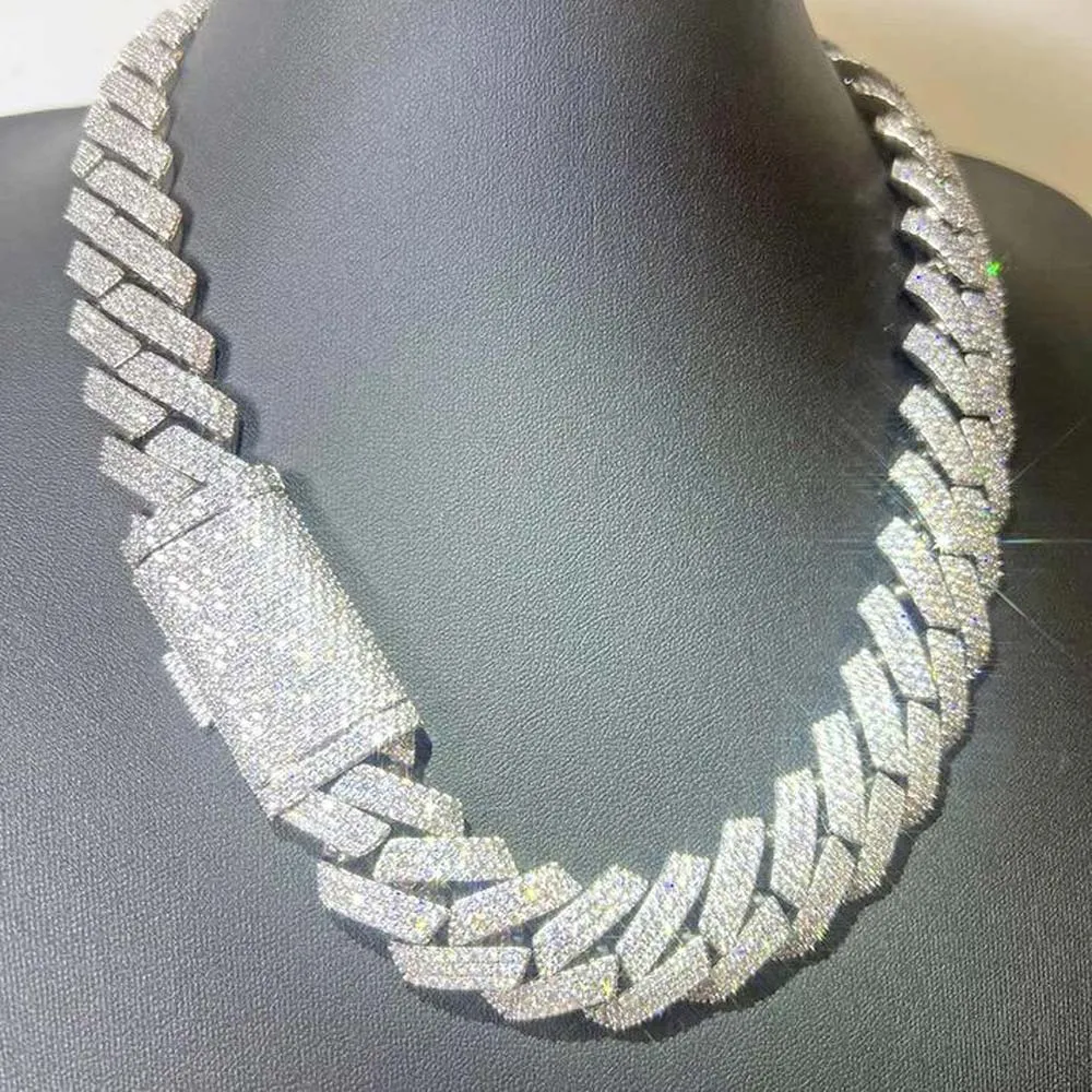 20MM XL VVS Moissanite Iced Cuban Chain Sharp Link .925 Sterling Silver