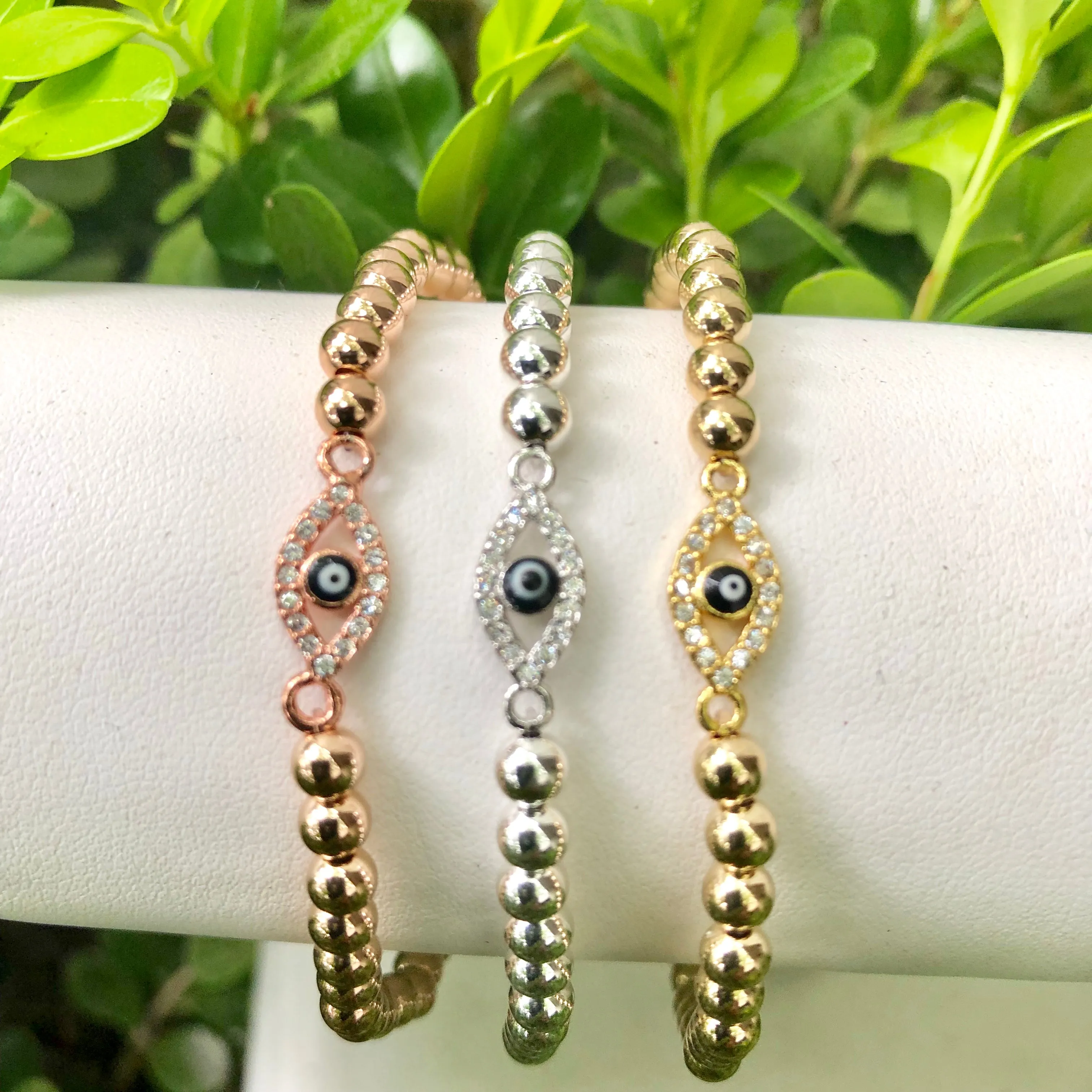 4mm Evil Eye Beaded Bracelet