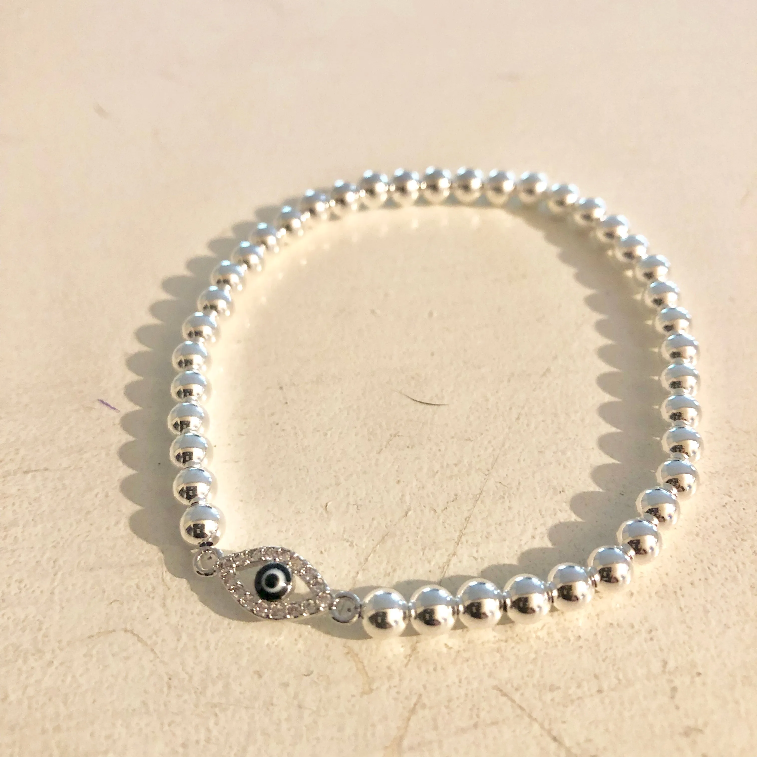 4mm Evil Eye Beaded Bracelet
