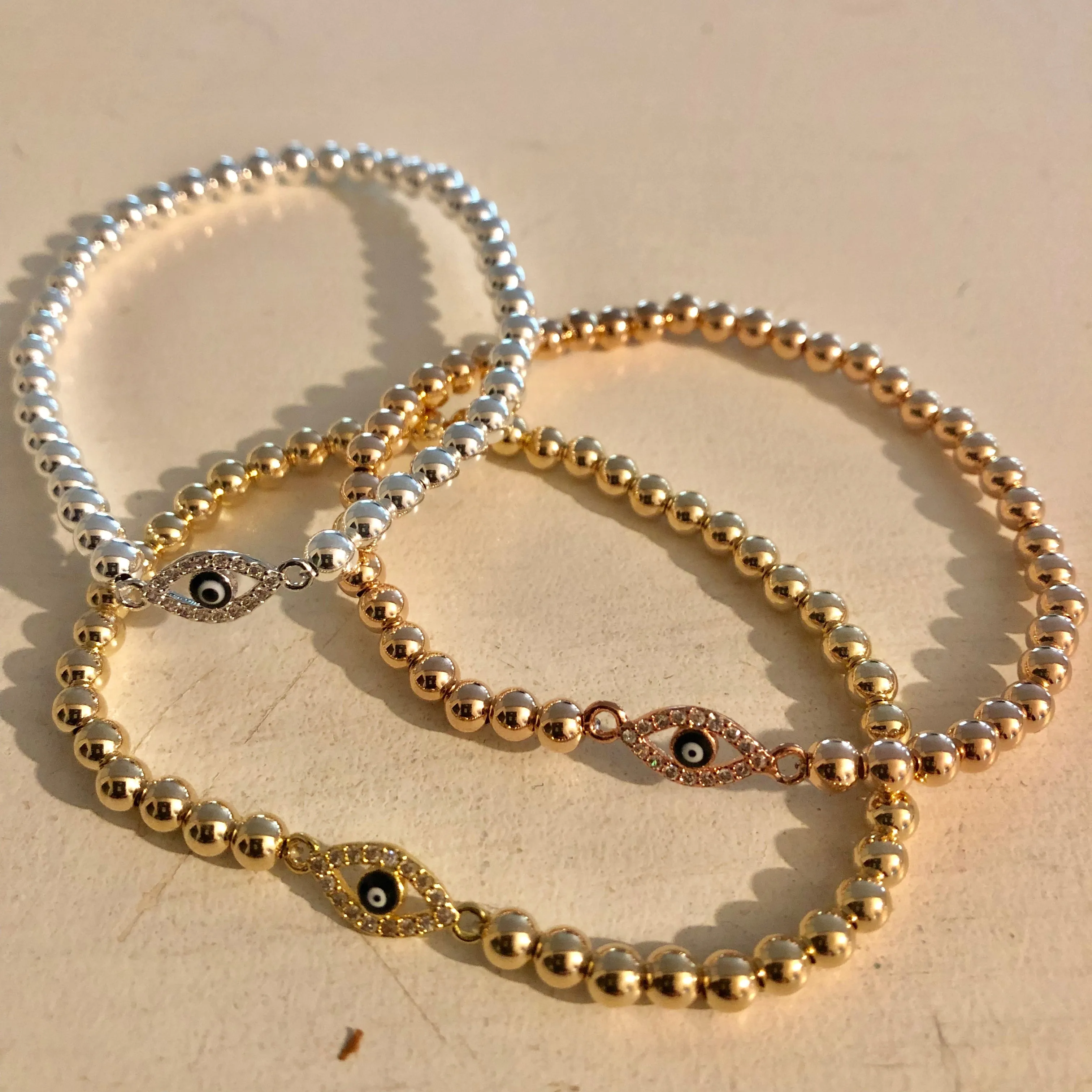4mm Evil Eye Beaded Bracelet