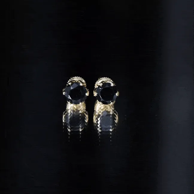 6 MM Round Cut Black Onyx Solitaire Stud Earrings
