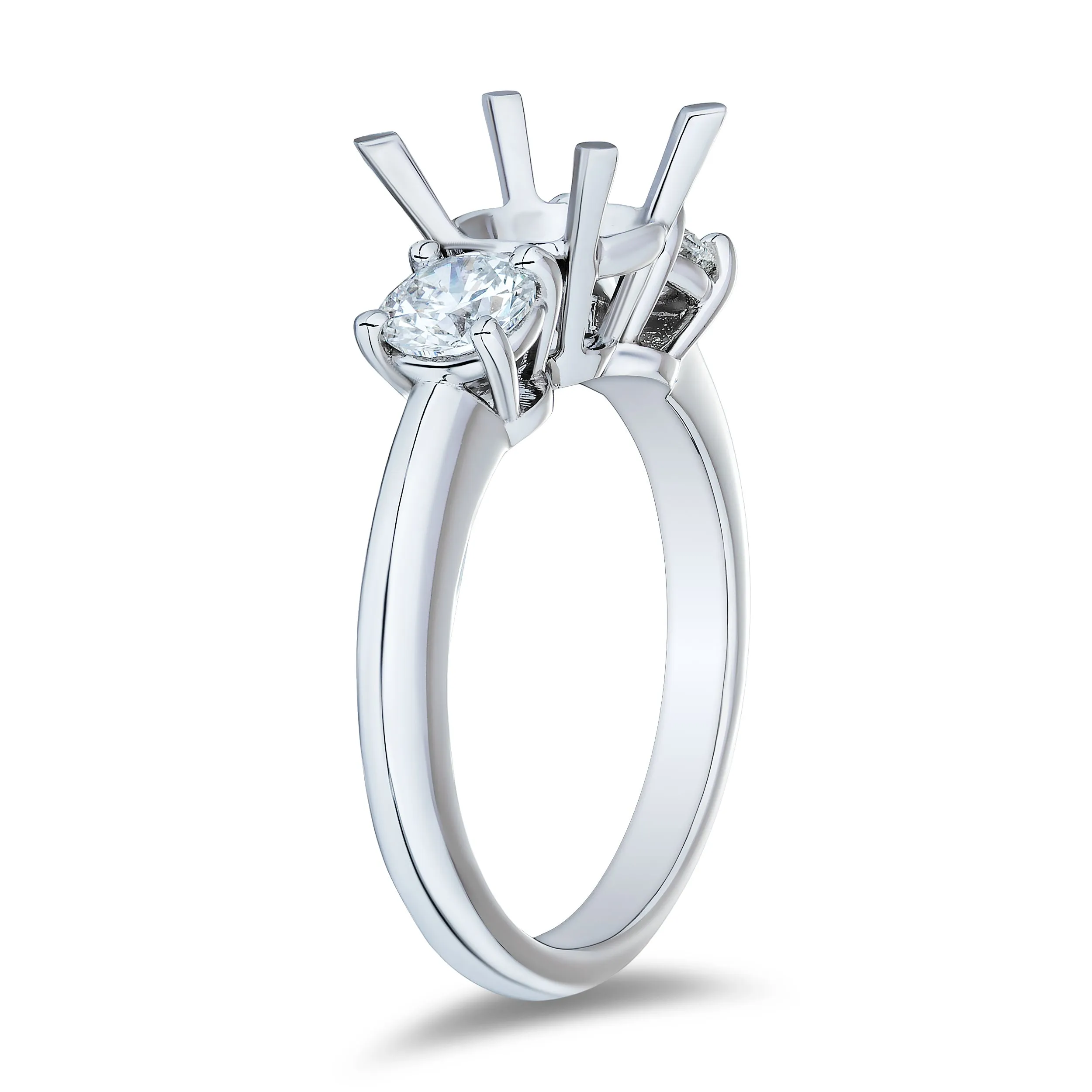 .90ctw Three Stone Semi Mount Platinum Engagement Ring