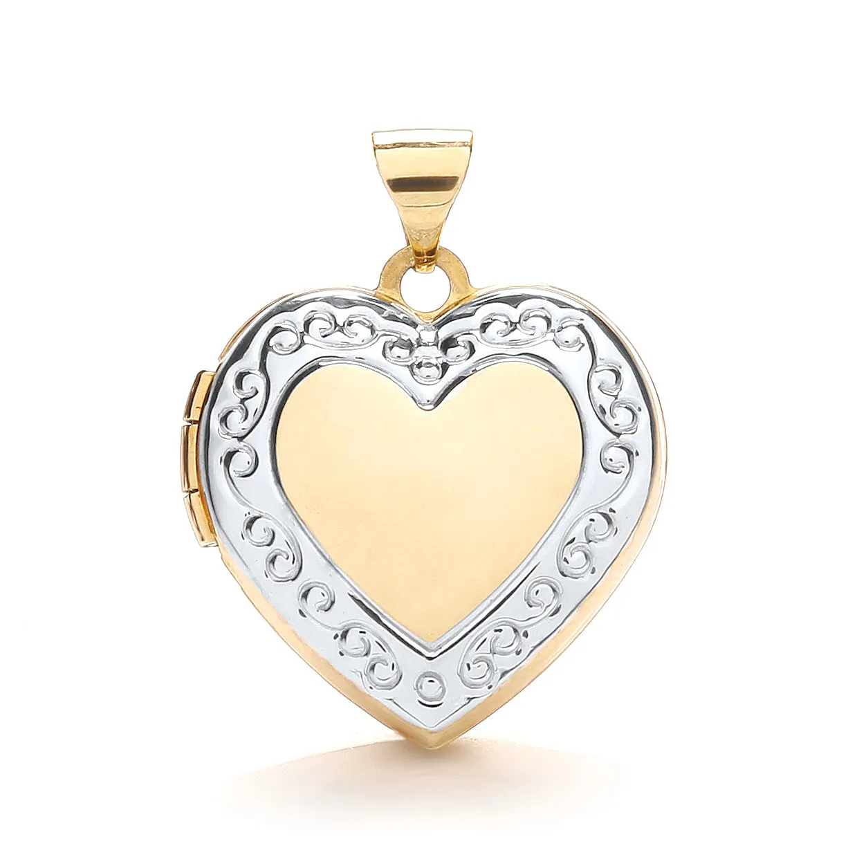 9ct Yellow & White Gold Heart Shape Locket