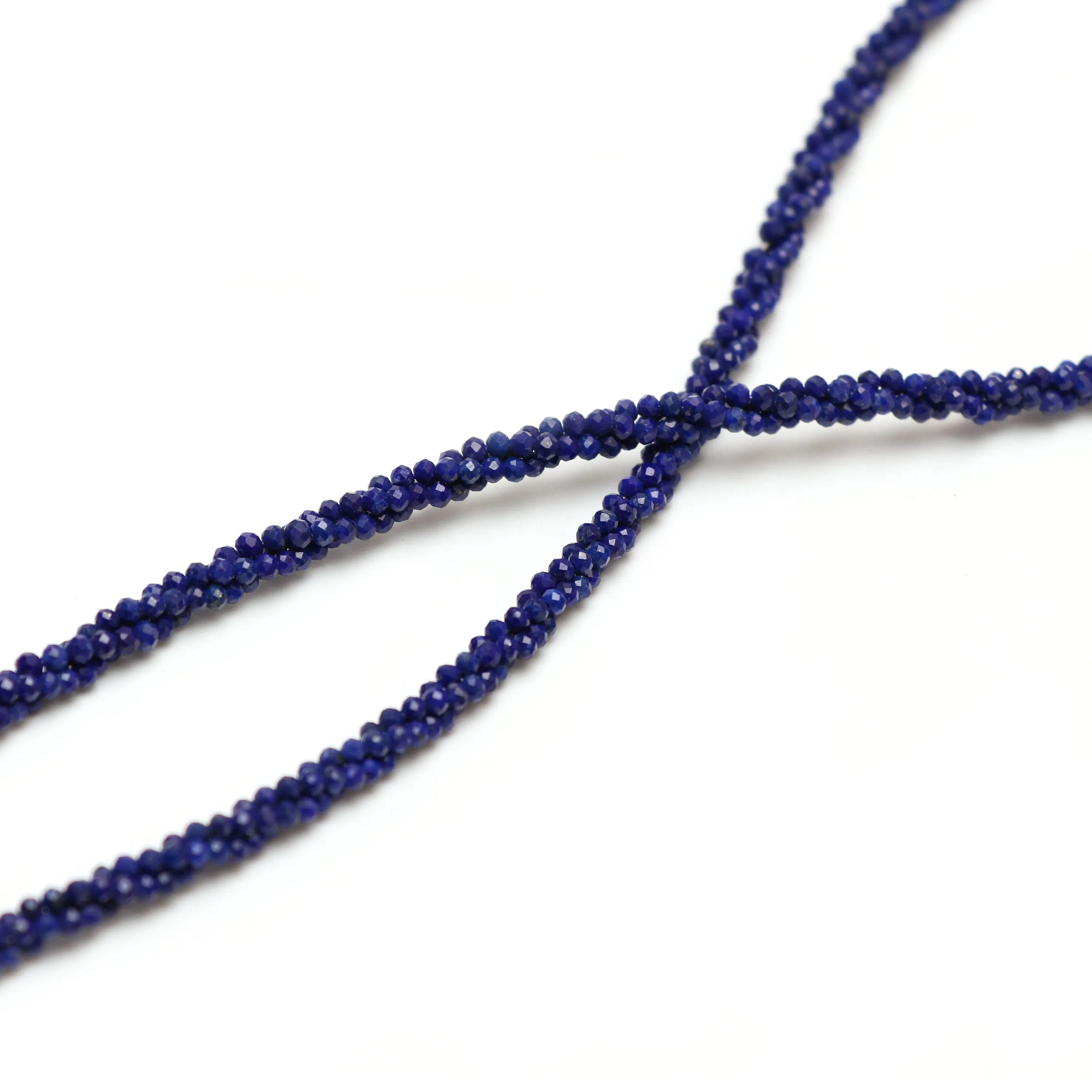 AAA Natural Lapis Faceted Rondelle Necklace | 2 mm | 18 Inch Necklace | 925 Sterling Silver Fish Lock Clasp | Price Per Necklace