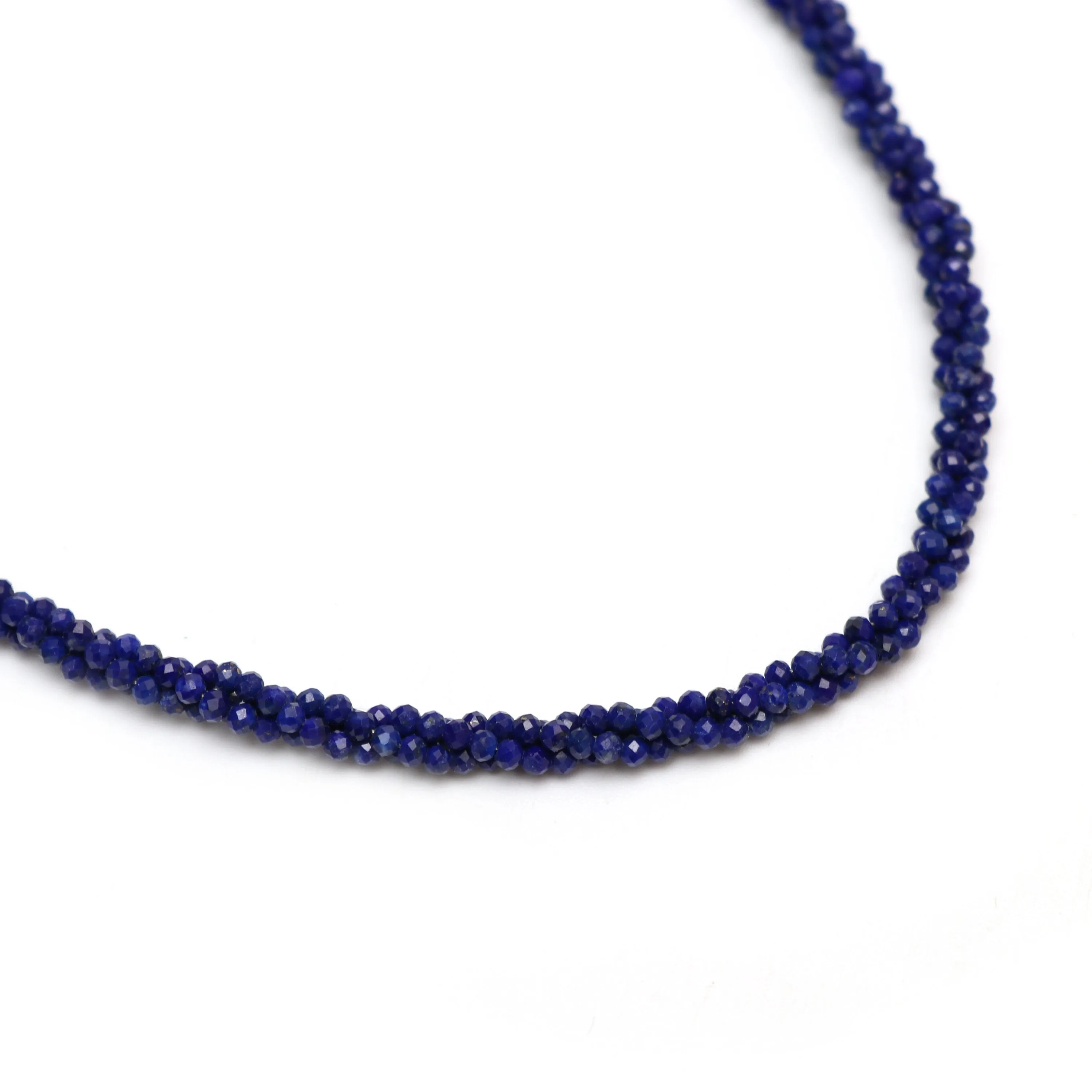 AAA Natural Lapis Faceted Rondelle Necklace | 2 mm | 18 Inch Necklace | 925 Sterling Silver Fish Lock Clasp | Price Per Necklace