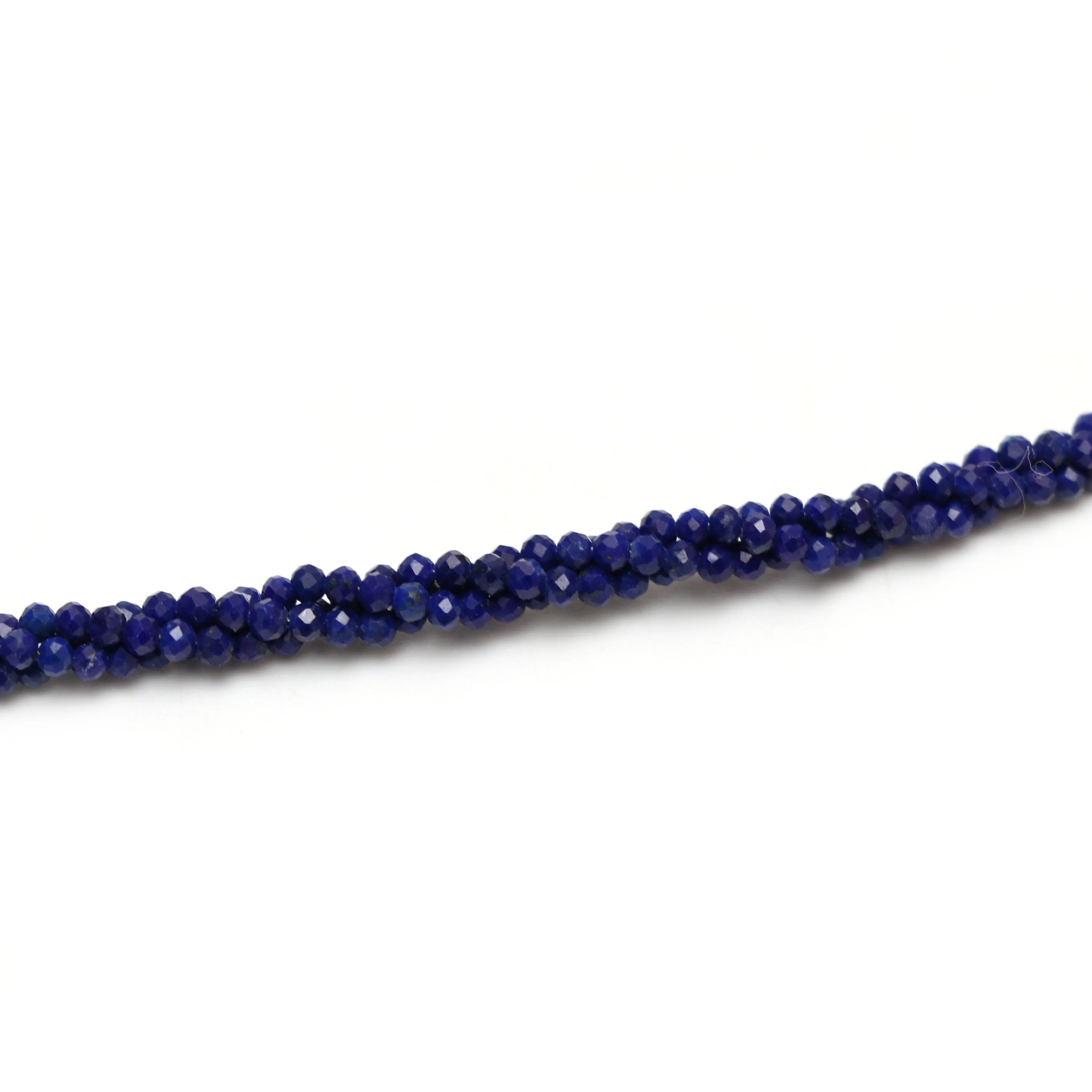 AAA Natural Lapis Faceted Rondelle Necklace | 2 mm | 18 Inch Necklace | 925 Sterling Silver Fish Lock Clasp | Price Per Necklace