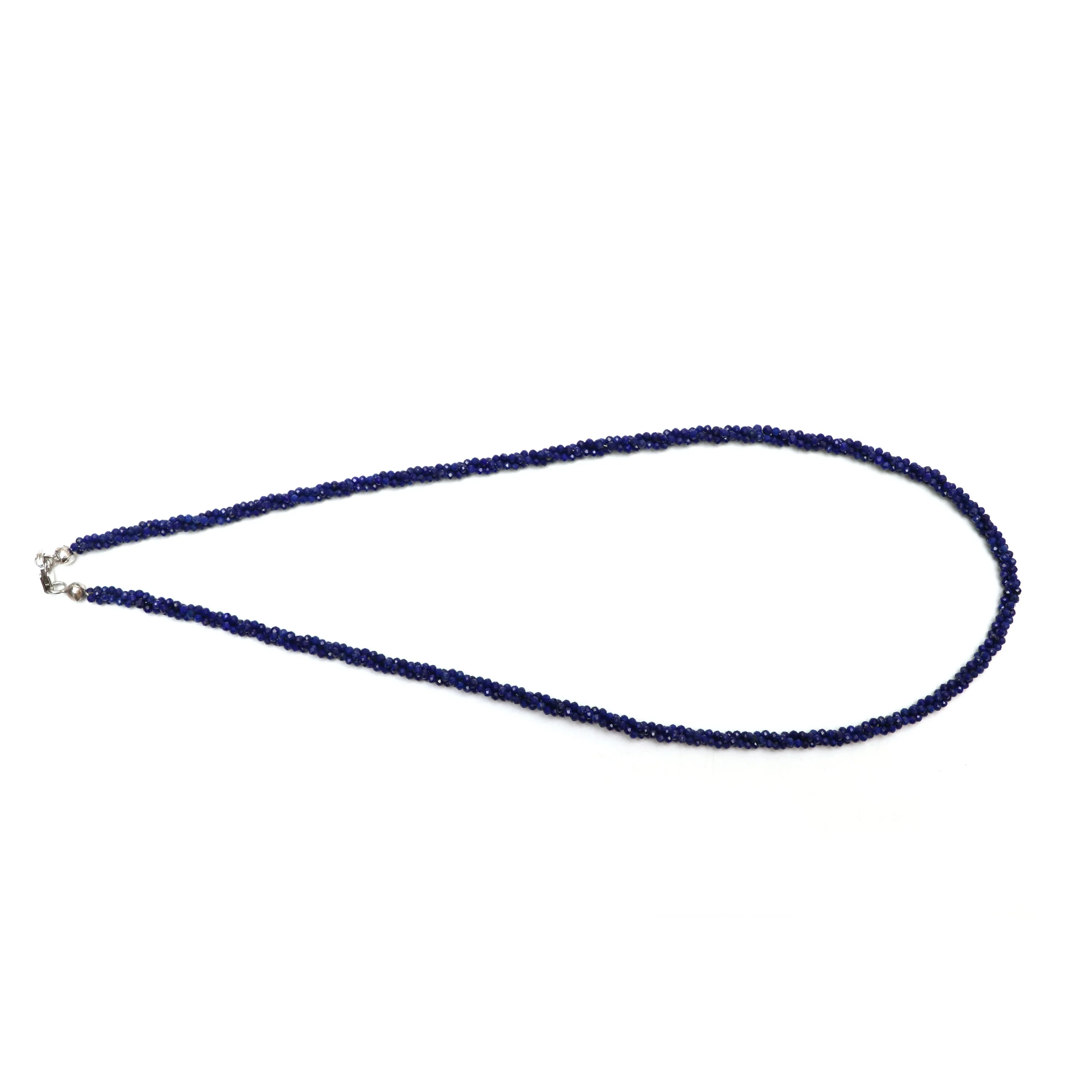 AAA Natural Lapis Faceted Rondelle Necklace | 2 mm | 18 Inch Necklace | 925 Sterling Silver Fish Lock Clasp | Price Per Necklace
