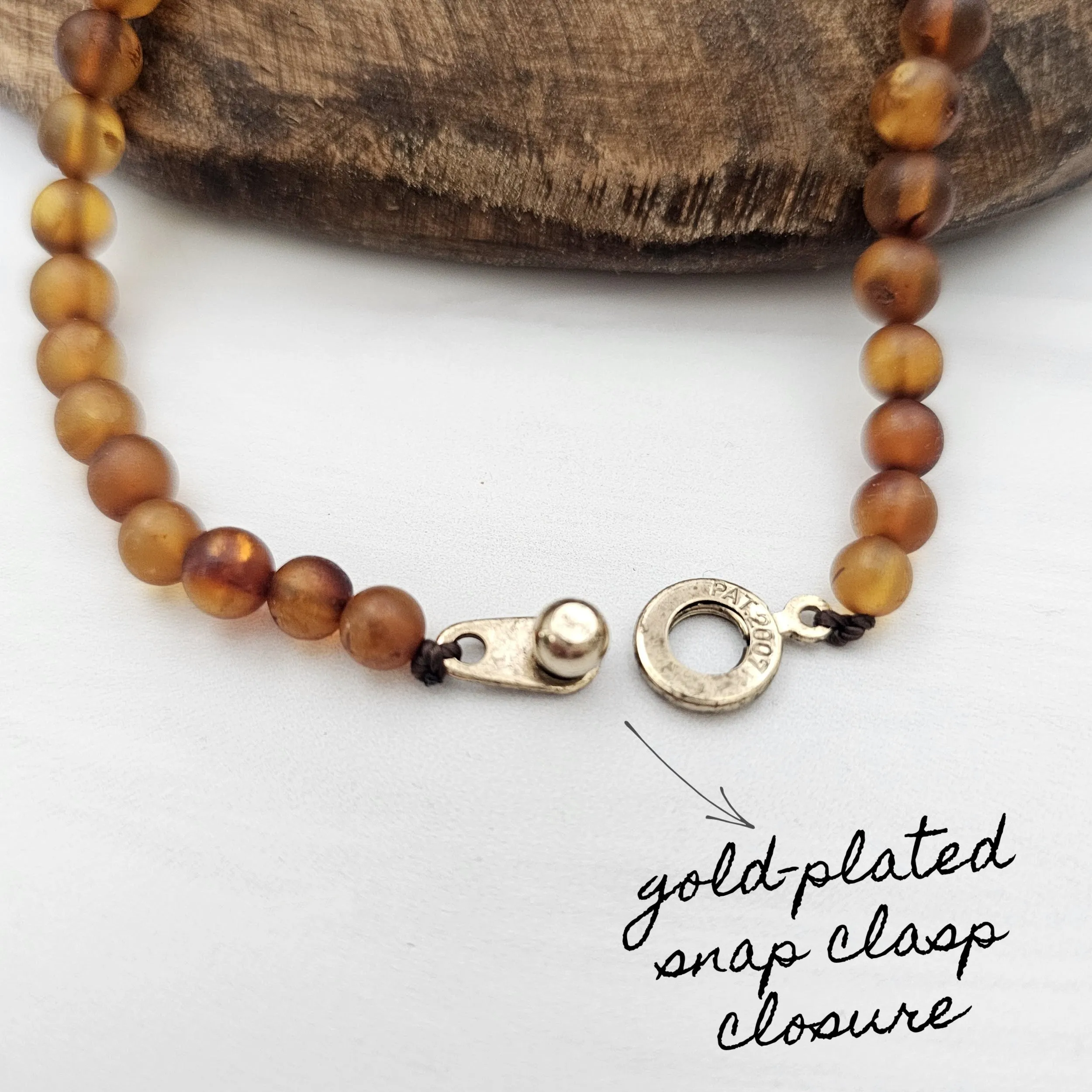 Adults | Amethyst   Raw Cognac Amber Hazelwood Necklace