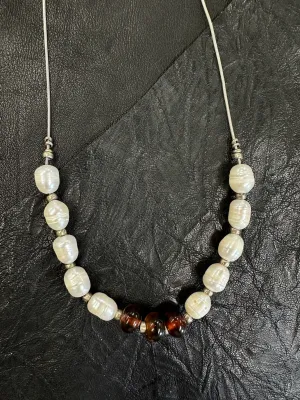 Amber and Pearl Necklace
