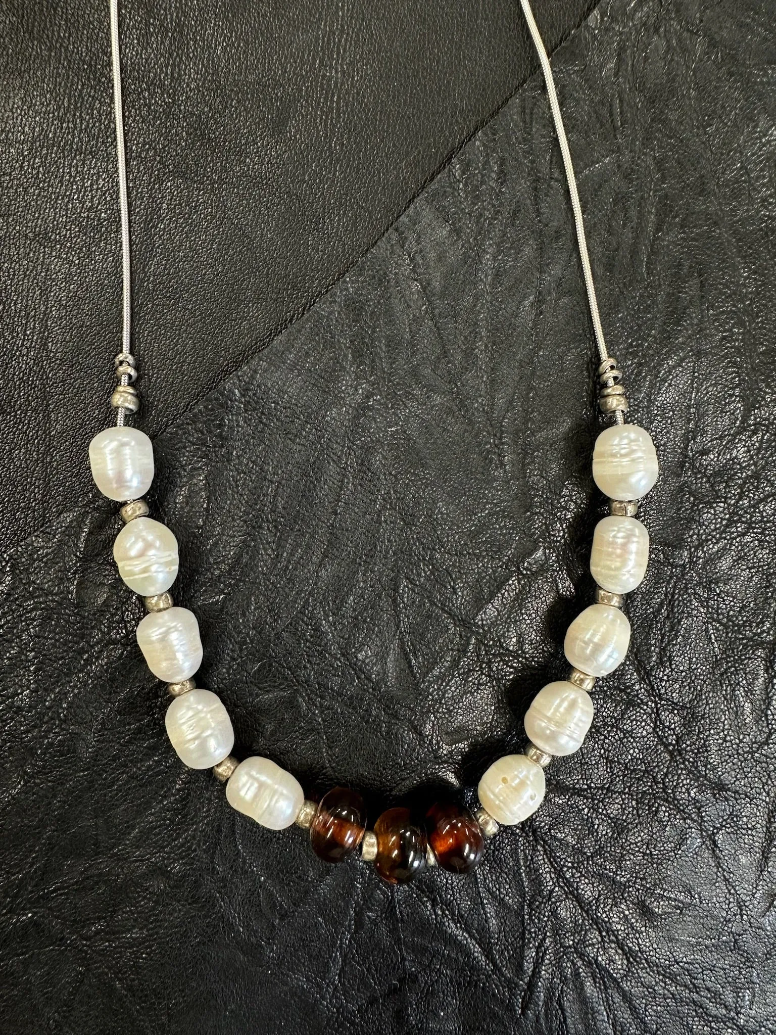 Amber and Pearl Necklace