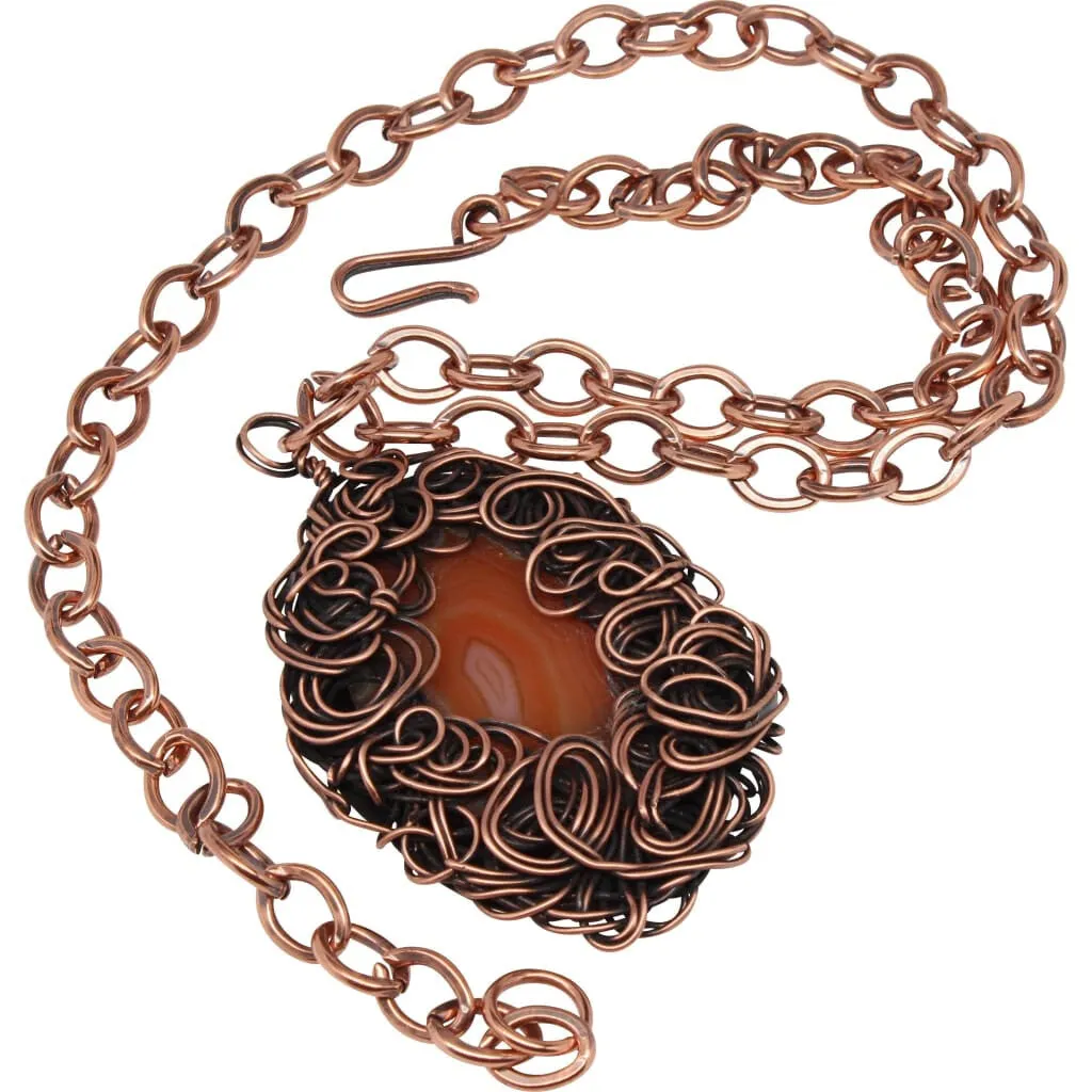 Amber Lady Pendant Copper Statement Necklace
