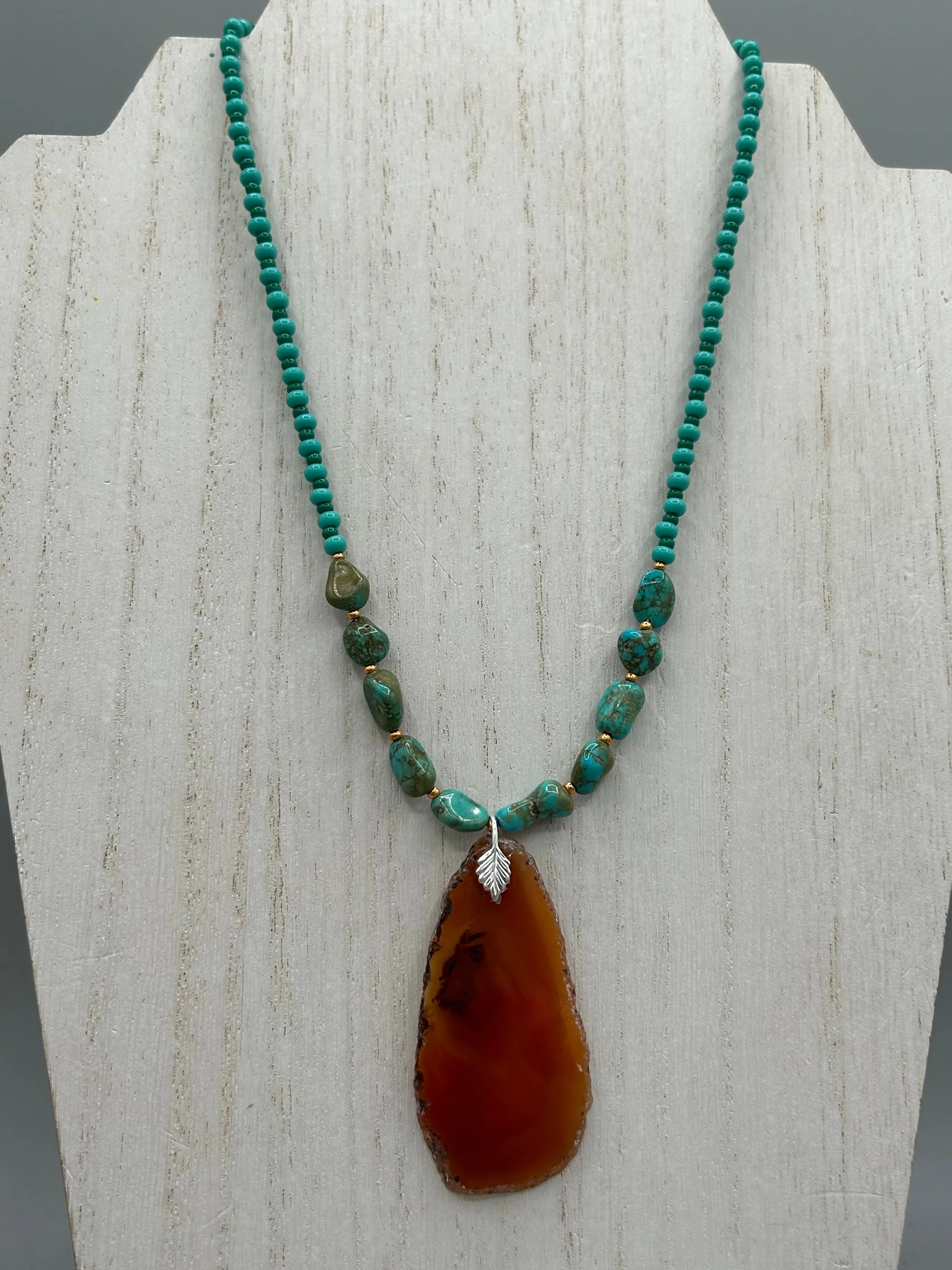 Amber Tone Agate Geode Sliced Stone Chip Necklace, Hippie Crystal Jewelry, Shabby Boho Chic, Natural Gemstone