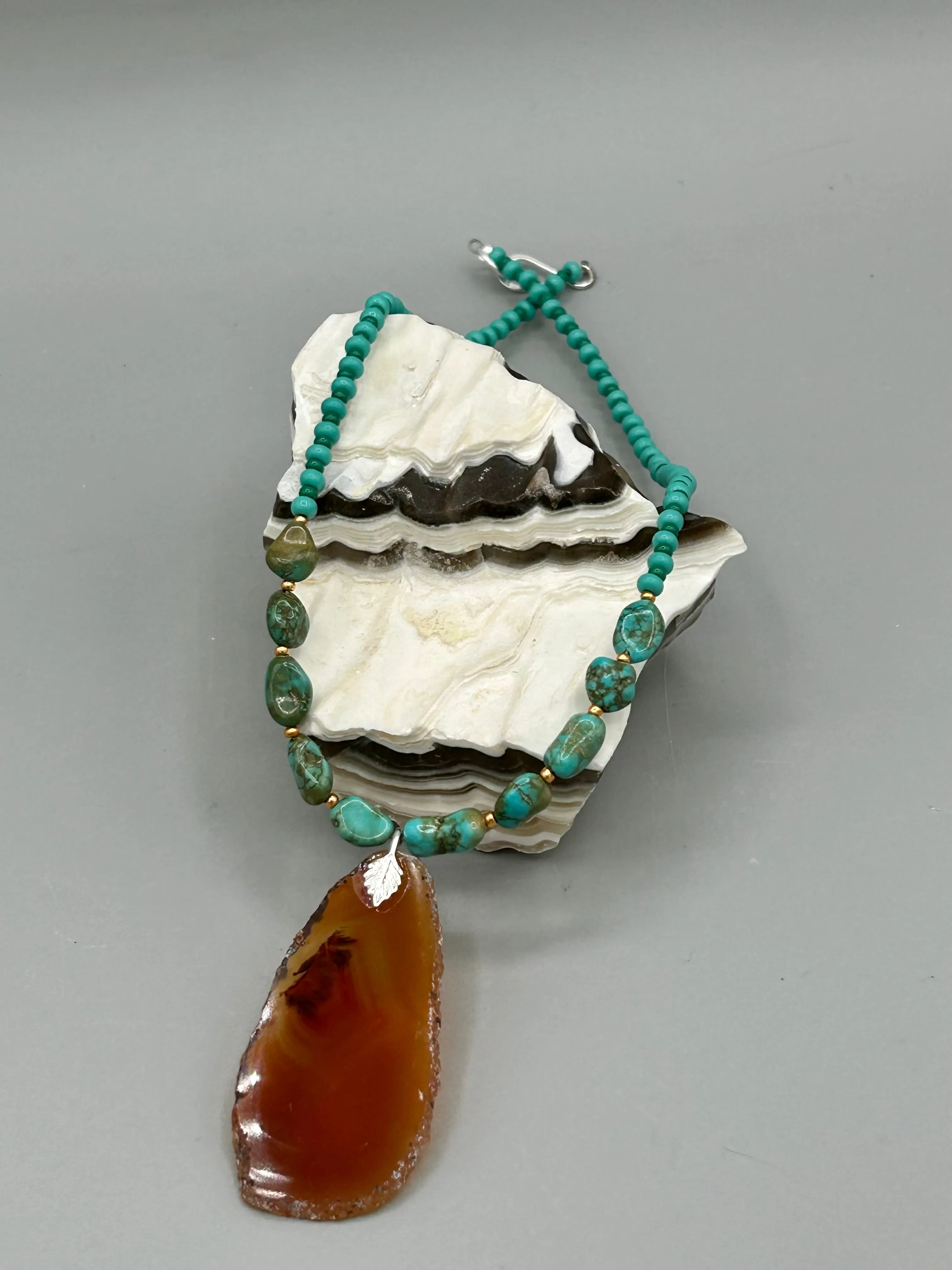 Amber Tone Agate Geode Sliced Stone Chip Necklace, Hippie Crystal Jewelry, Shabby Boho Chic, Natural Gemstone