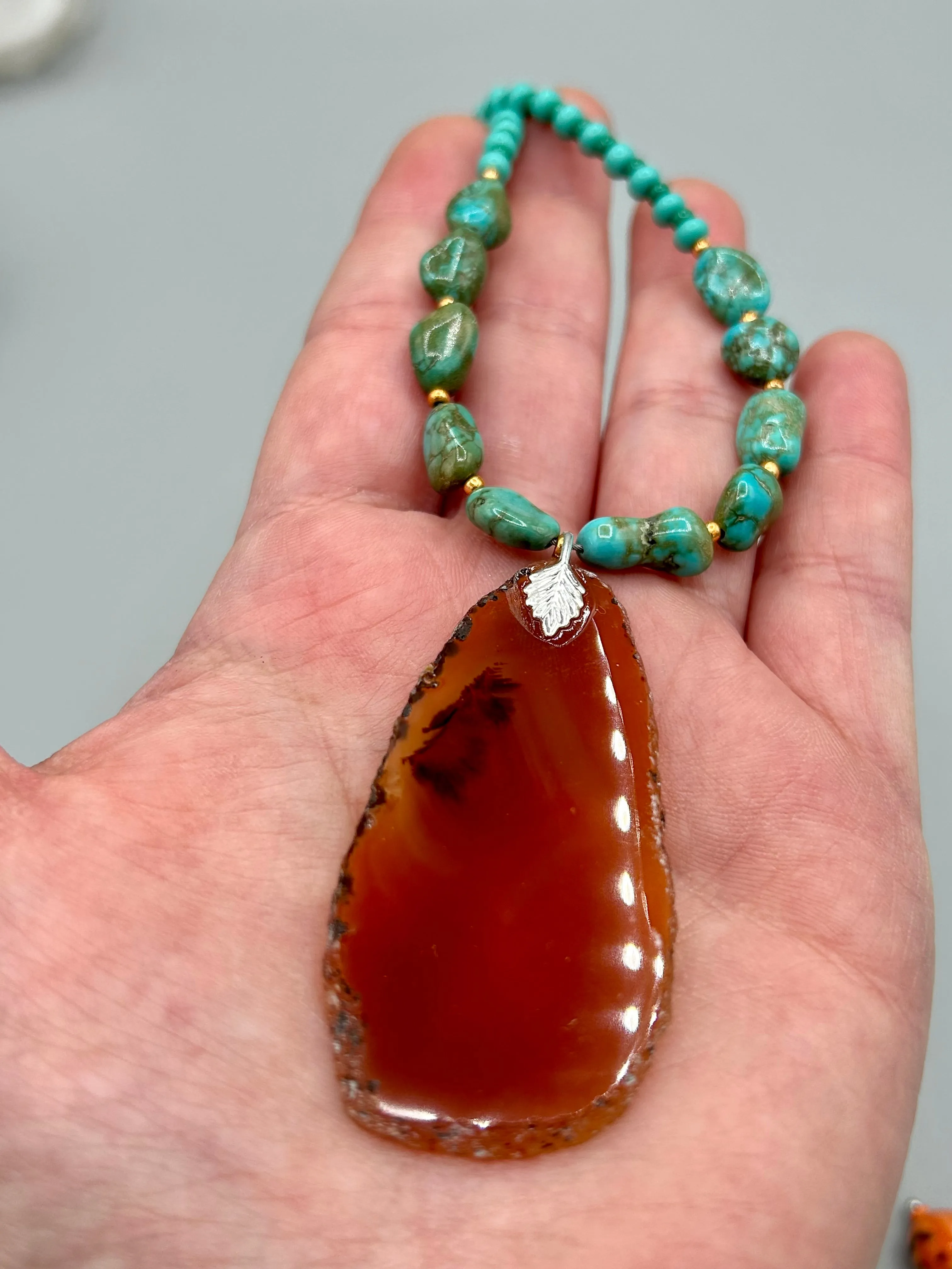 Amber Tone Agate Geode Sliced Stone Chip Necklace, Hippie Crystal Jewelry, Shabby Boho Chic, Natural Gemstone