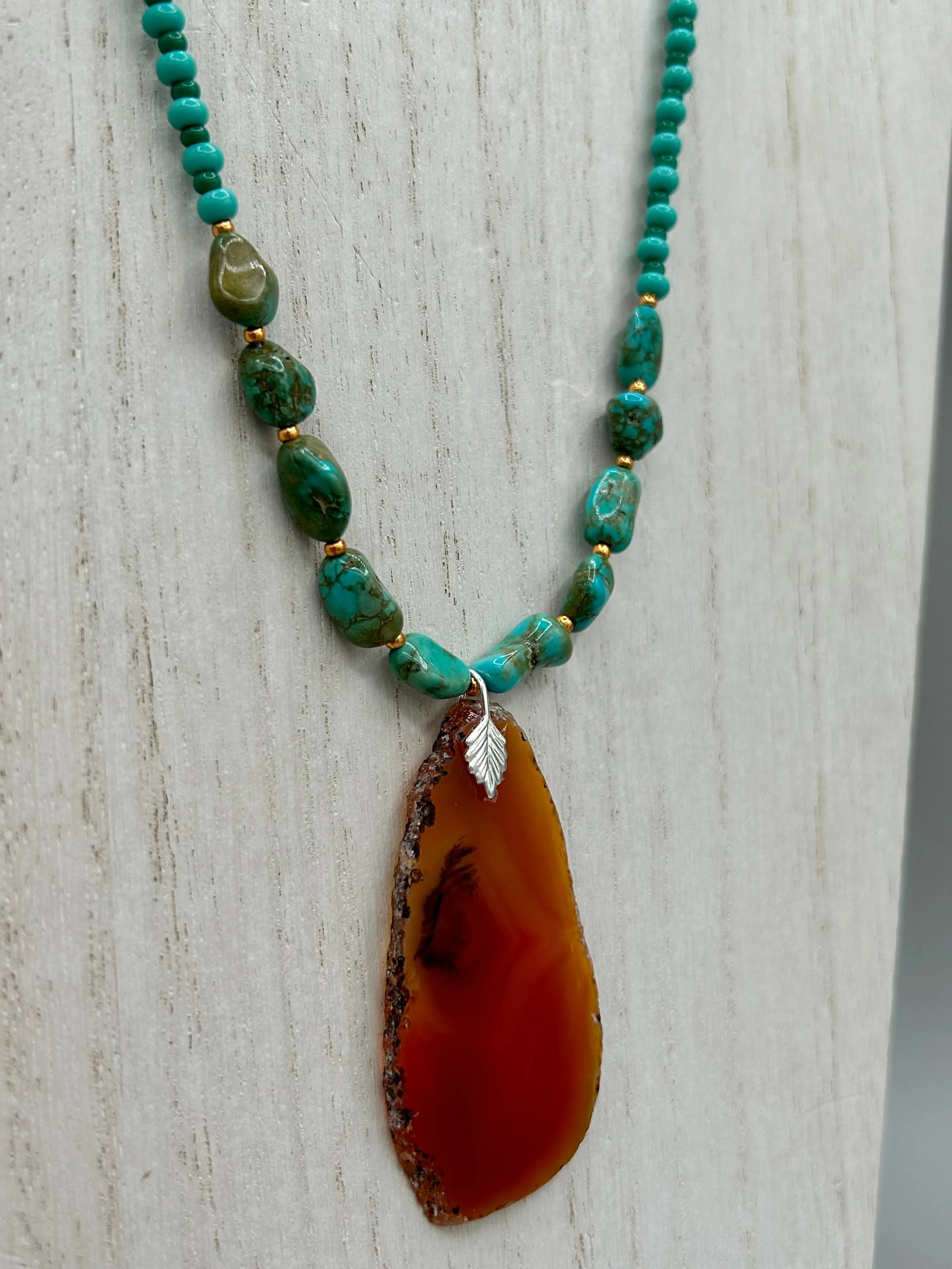 Amber Tone Agate Geode Sliced Stone Chip Necklace, Hippie Crystal Jewelry, Shabby Boho Chic, Natural Gemstone