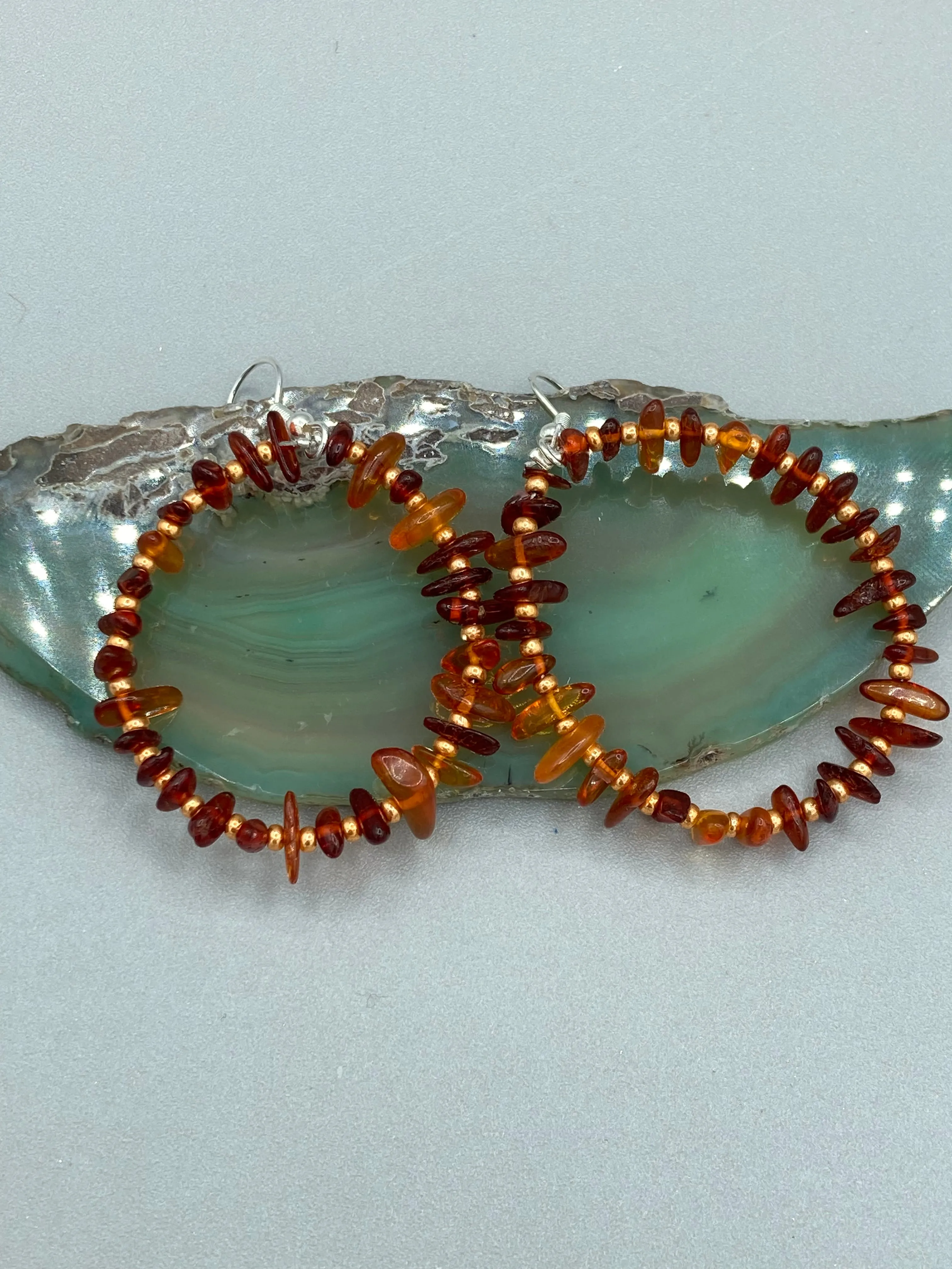 Amber Tone Agate Geode Sliced Stone Chip Necklace, Hippie Crystal Jewelry, Shabby Boho Chic, Natural Gemstone