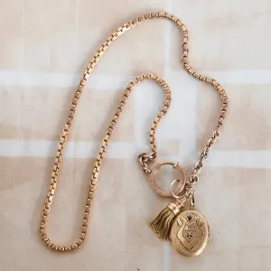 Antique Victorian 18k Gold Tassel and Locket Watch Chain Necklace