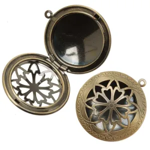 Antiqued Brass Round Celtic Design Window Locket Pendant 32mm (1 pcs)