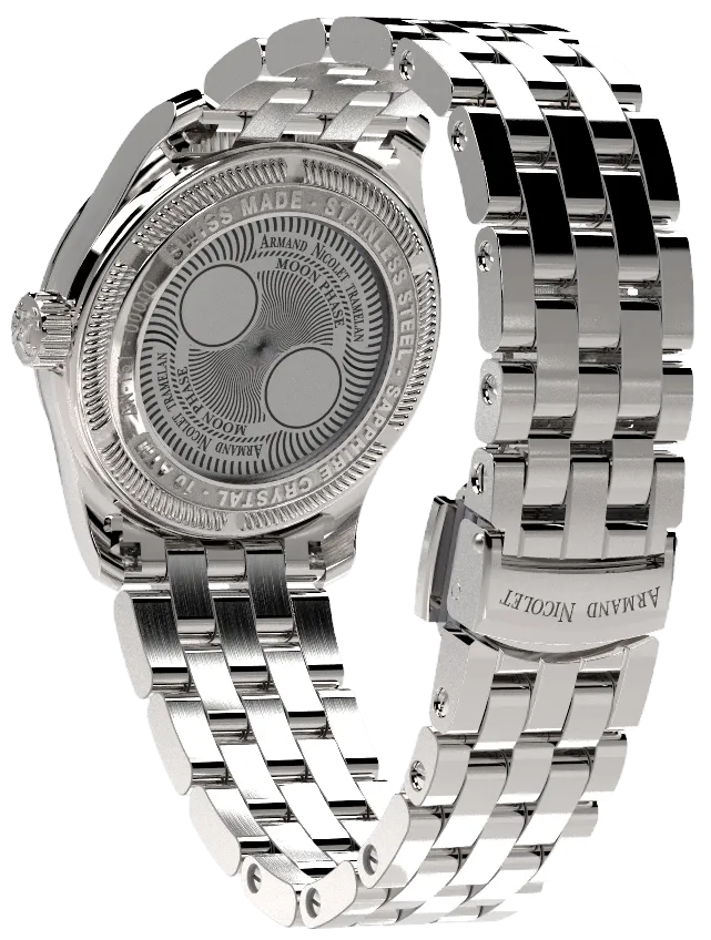 Armand Nicolet Ladies Watch M03 Moonphase 34mm Silver White A151QAA-AN-MA150