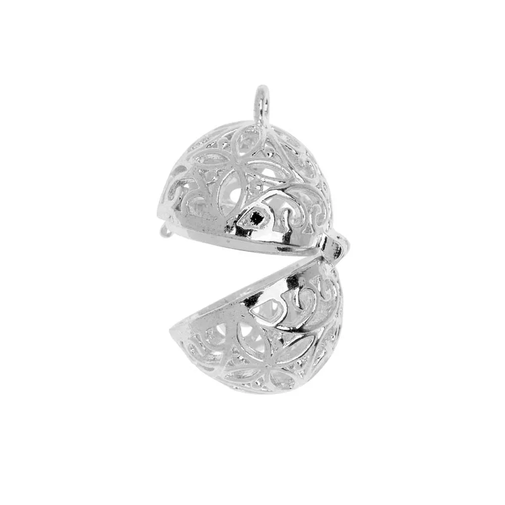 Aromatherapy Diffuser Locket Pendant, Abstract Pattern Oval Egg 18x24mm, 1 Pendant, Silver Tone