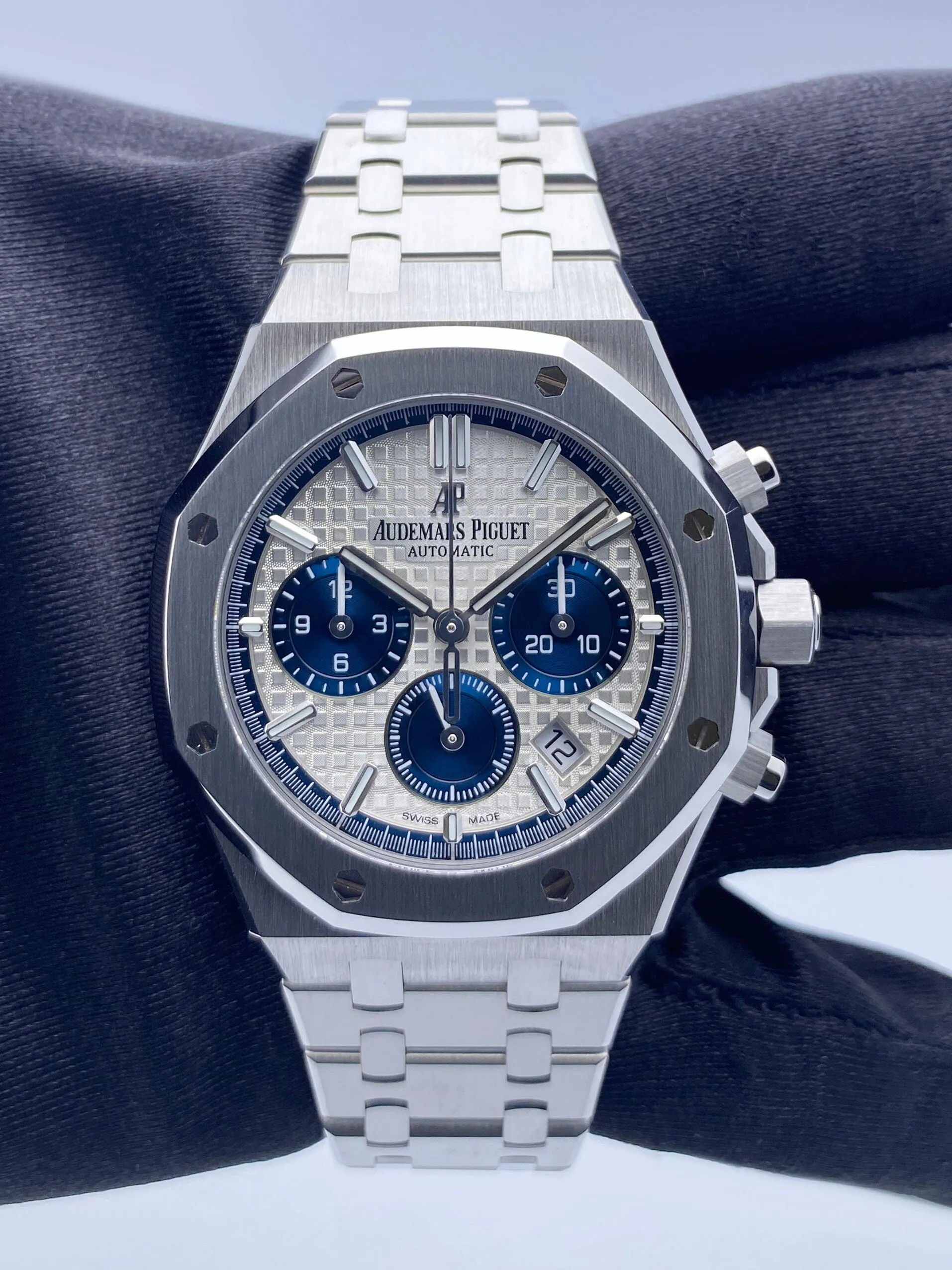 Audemars Piguet Royal Oak 26315ST Silver & Blue Dial Mens Watch Box Papers