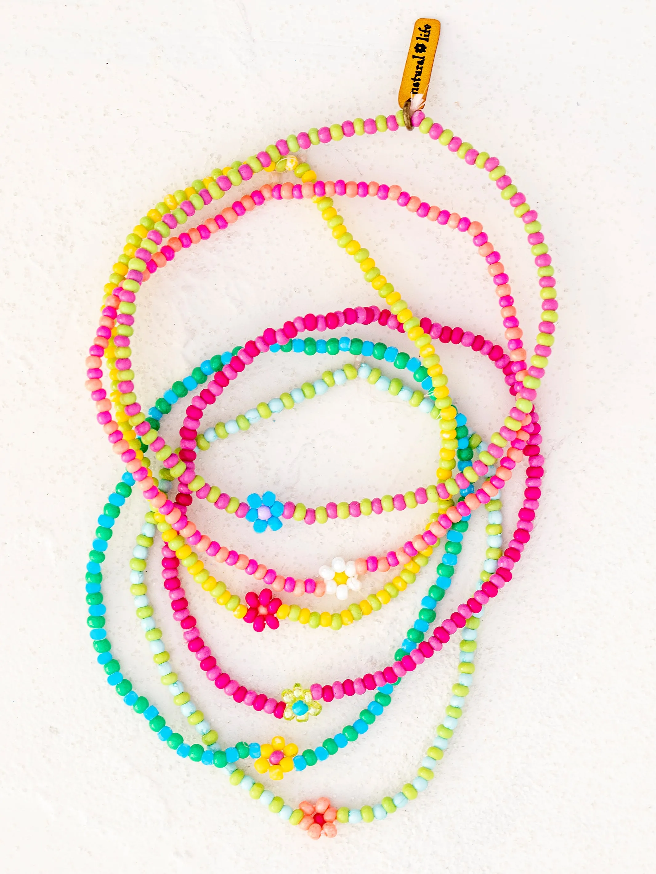 Beaded Bracelet, Set of 6 - Daisies