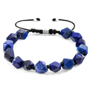 Beaded Lapis Lazuli Silver Stone Bracelet - Handcrafted in Great Britain