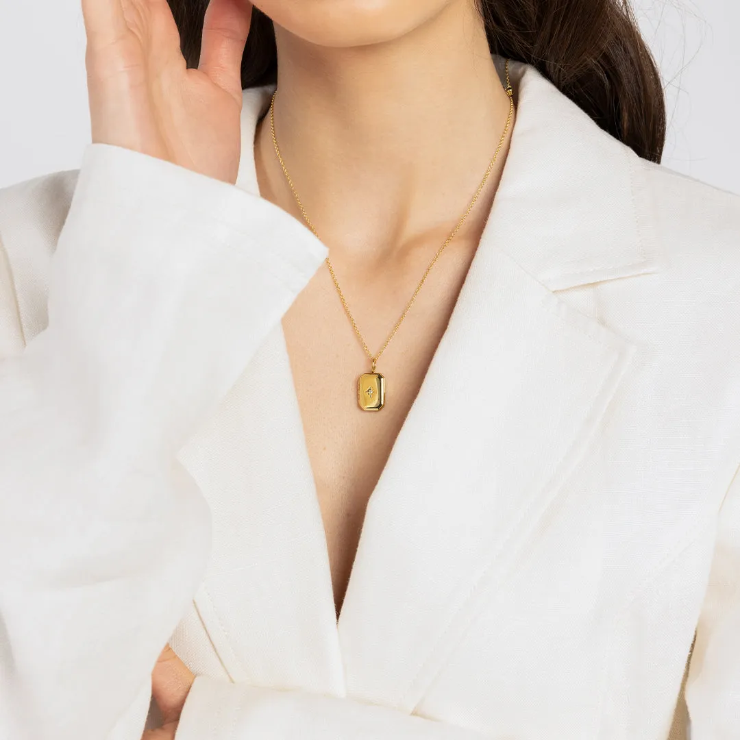 Bevel Photo Locket Necklace