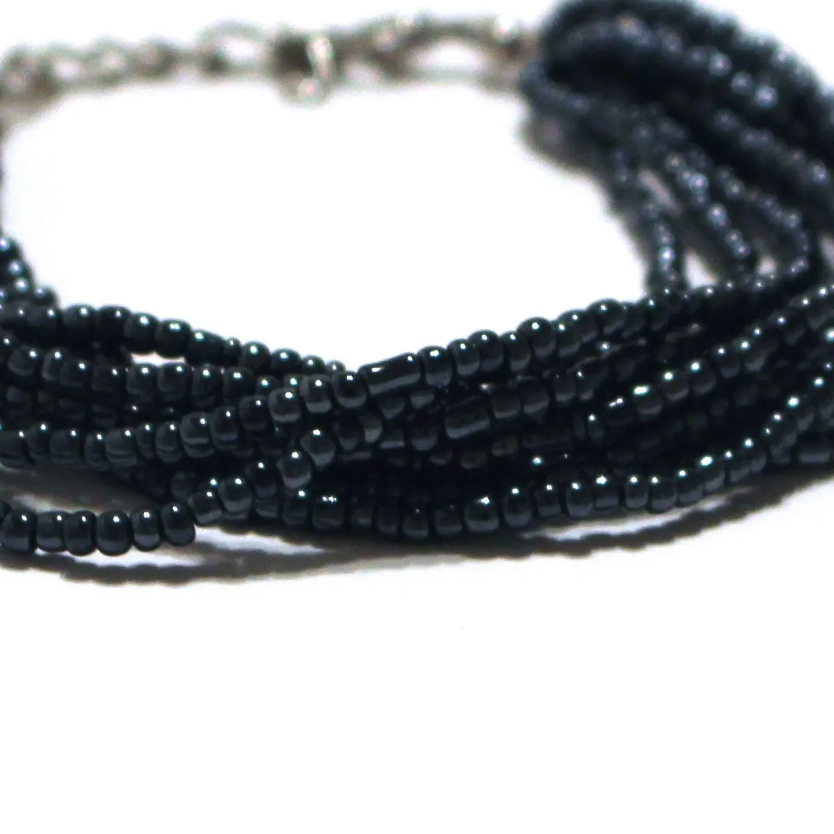 Black Beaded Multi Strand Mayan Bracelet - Natural Artist