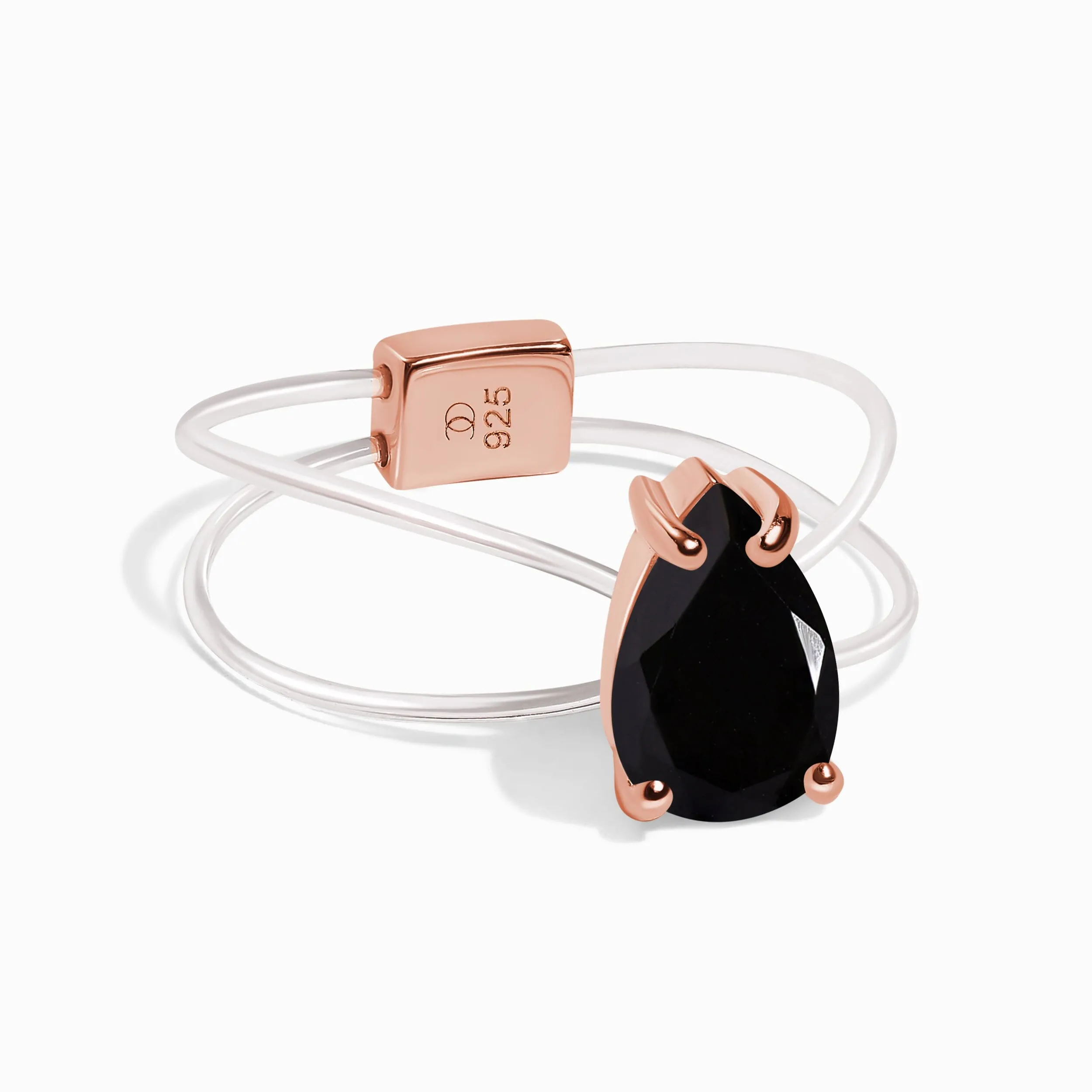 Black Onyx Ring Floating Sway - December Birthstone