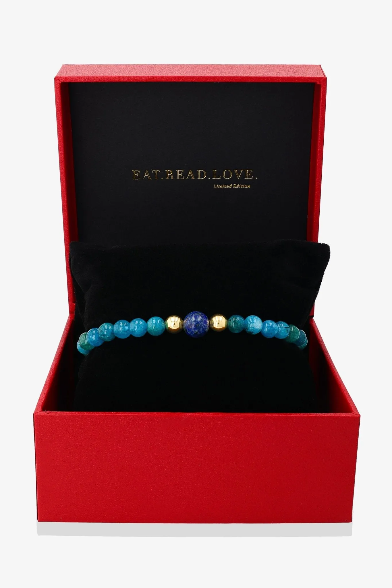 Blue Apatite and Lapis Lazuli Bracelet with REAL Gold - Everlasting Wisdom